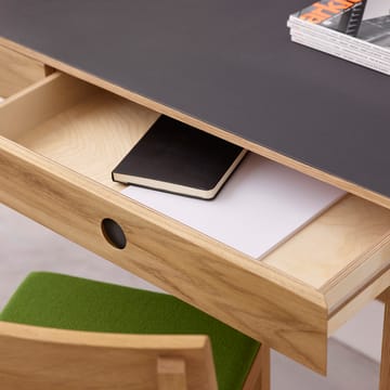 Mind Schreibtisch - Schwarzes linoleum, Schubladen und Eichenbeine weiß geölt - A2
