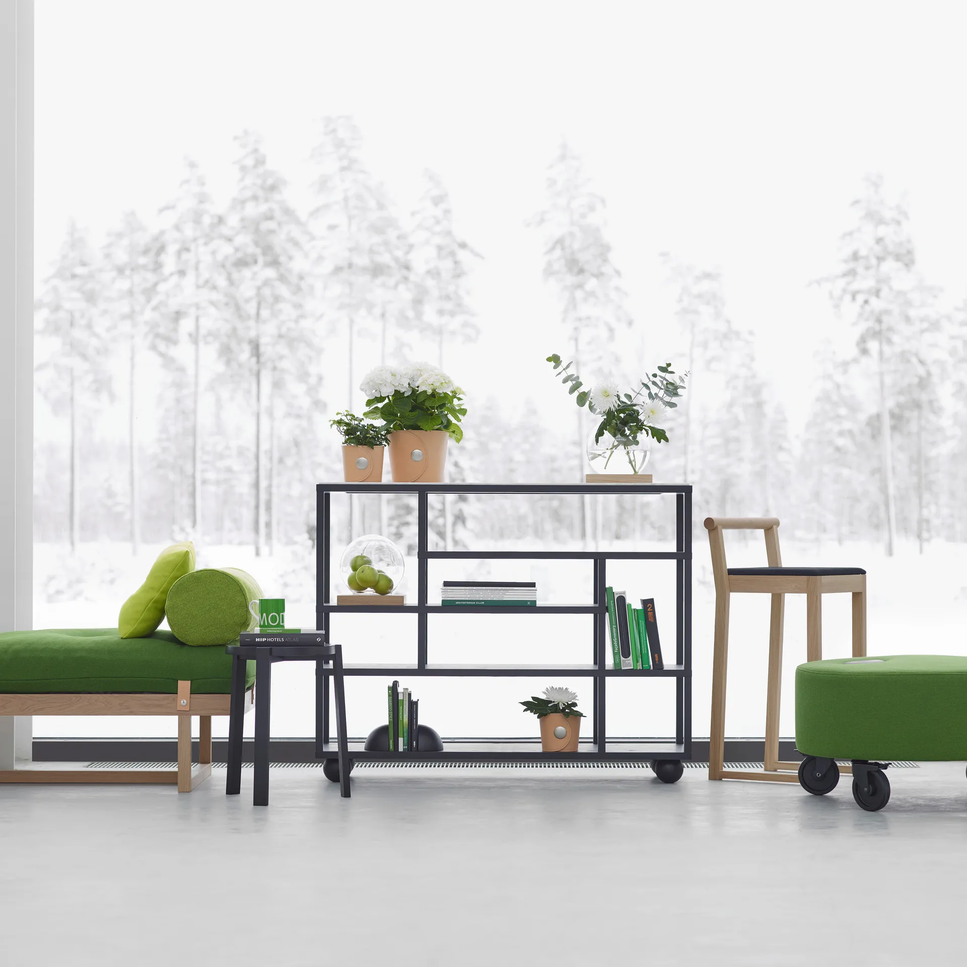 Show Wandregal, Schwarz gebeizte Eiche A2