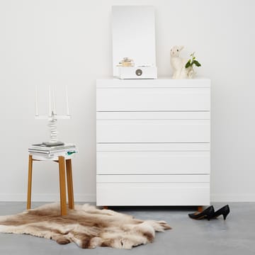 White Kommode 4 Schubladen - Eichen Beine - A2