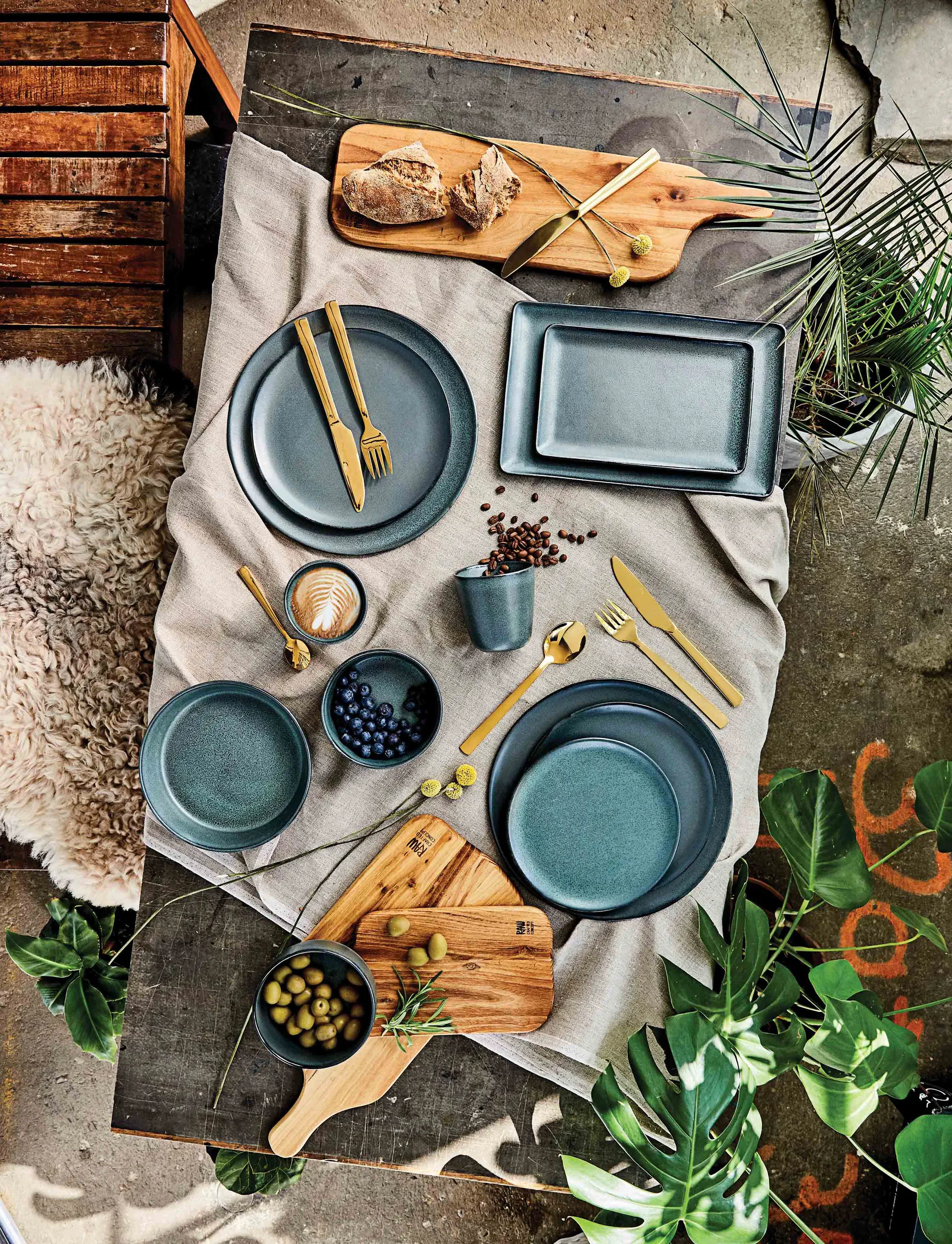 Raw Besteckset 60 Teile, Gold Aida