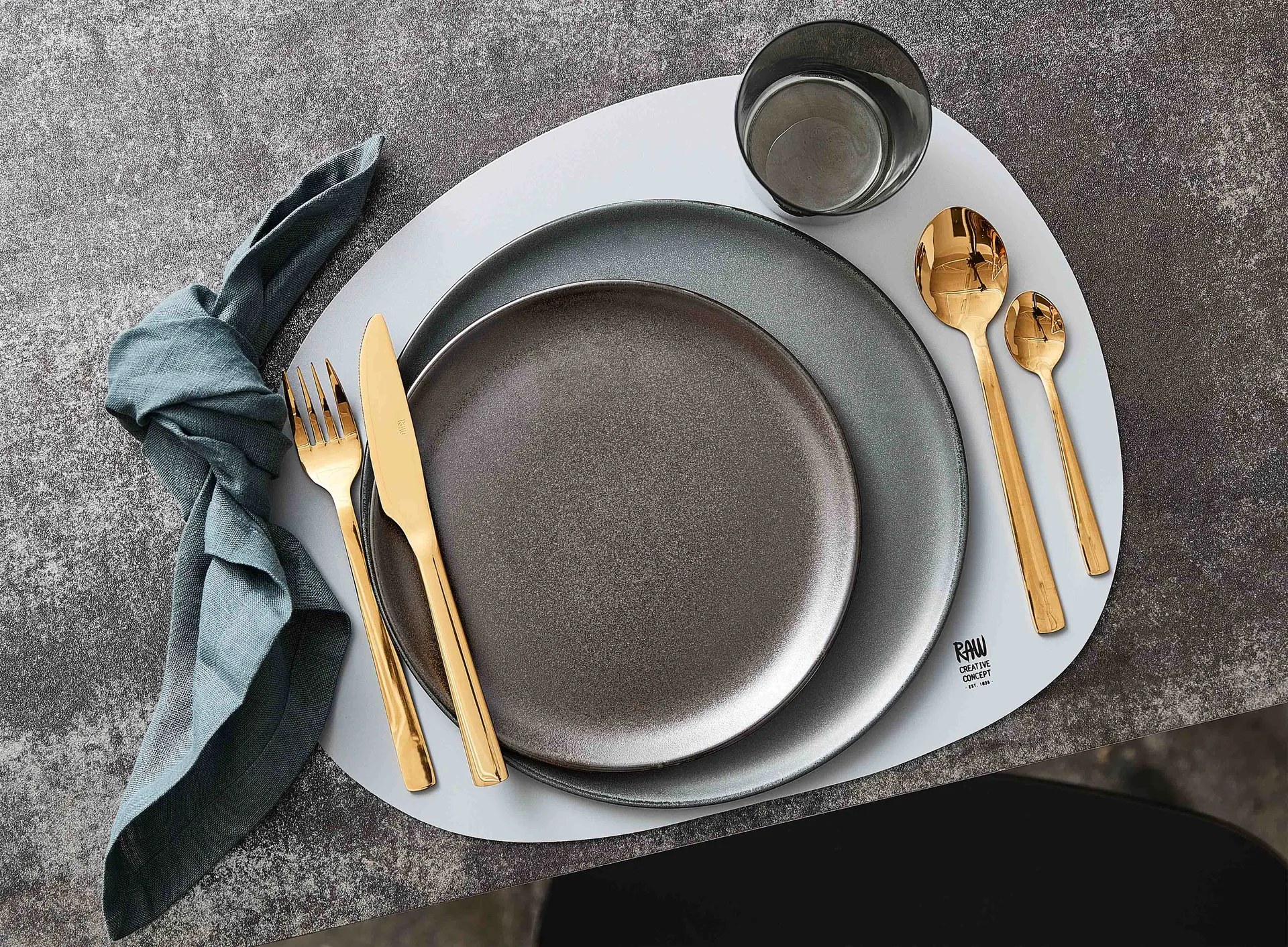 Raw Dessertlöffel 4er Pack, Gold Aida