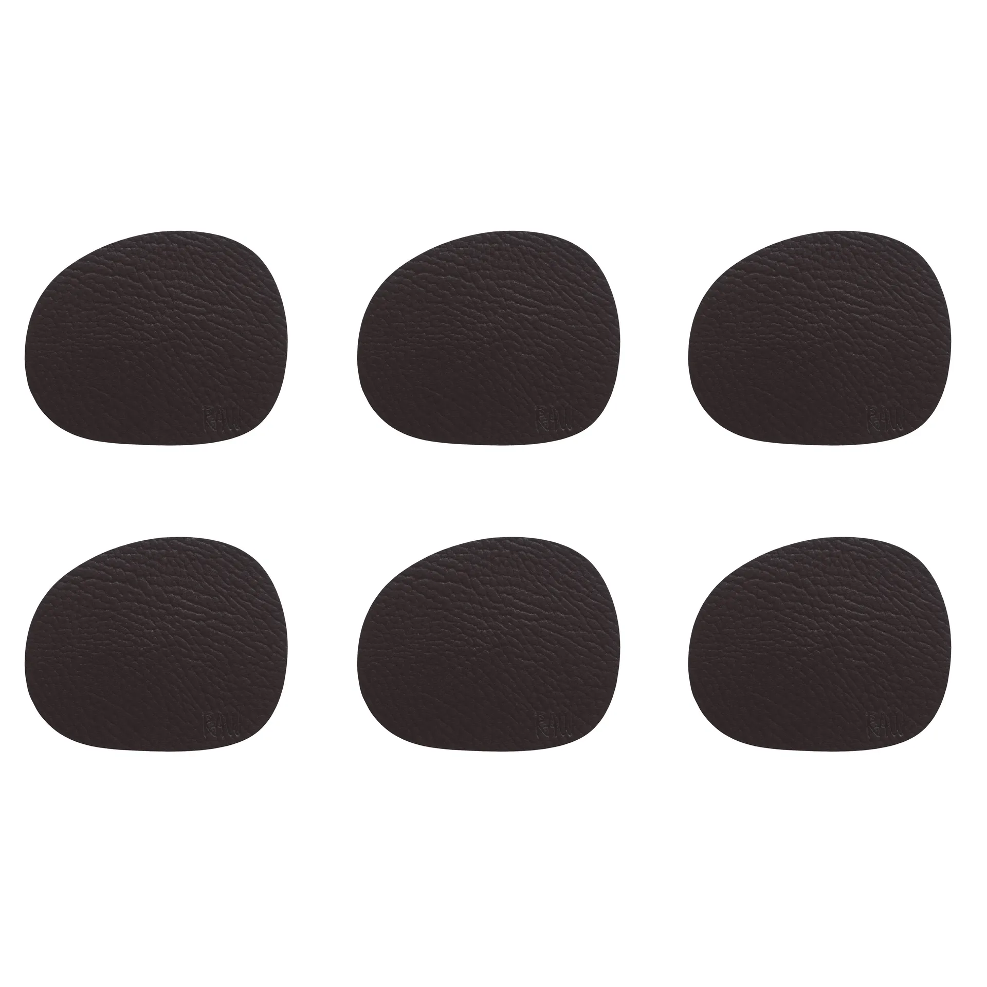 Raw Glasuntersetzer Leder 6er Pack, Brown buffalo (braun) Aida