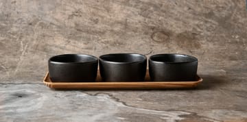 Raw Organic Schalenset mit Holztablett - Titanium Black - Aida