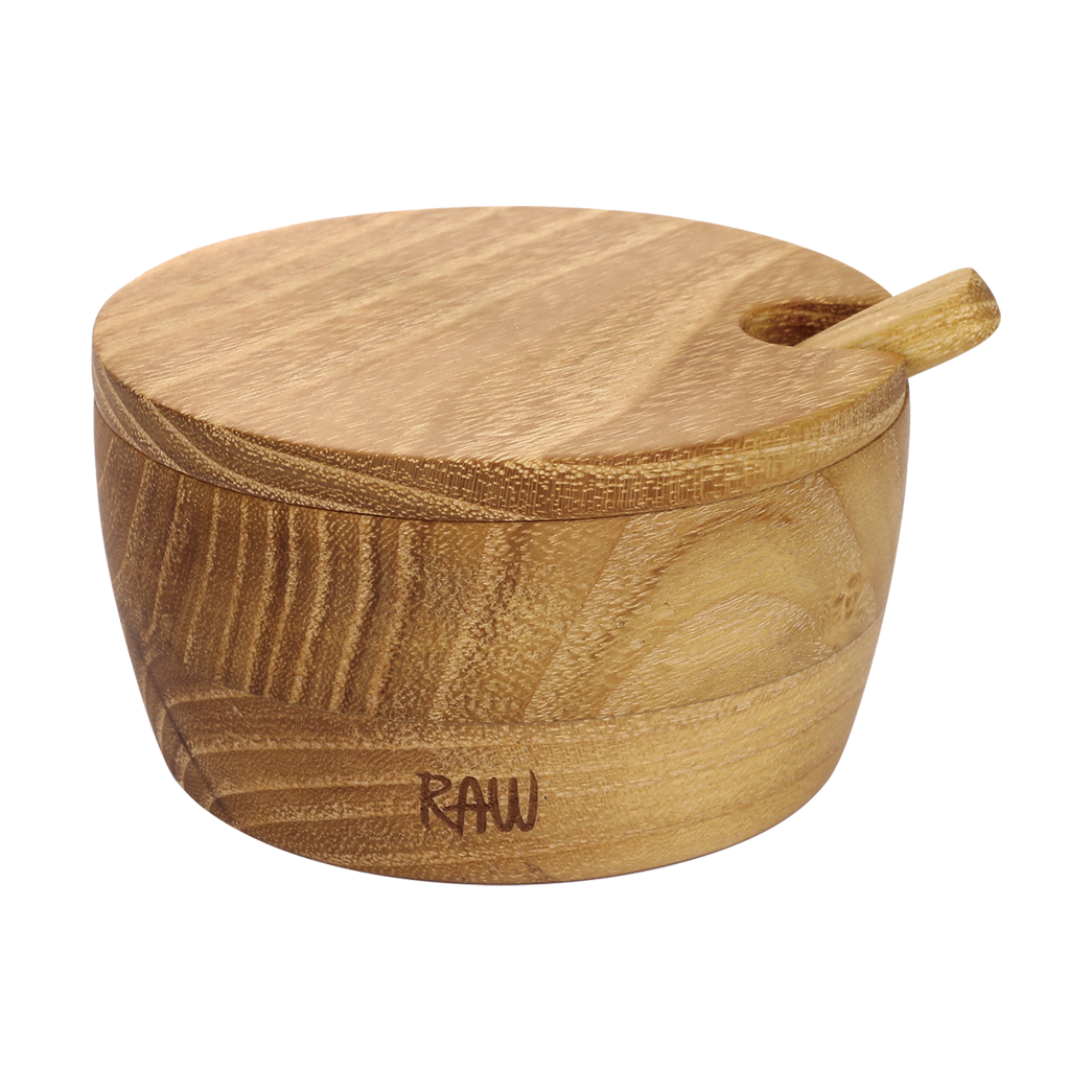 Aida Raw Salzschale inkl. Löffel und Deckel Teak
