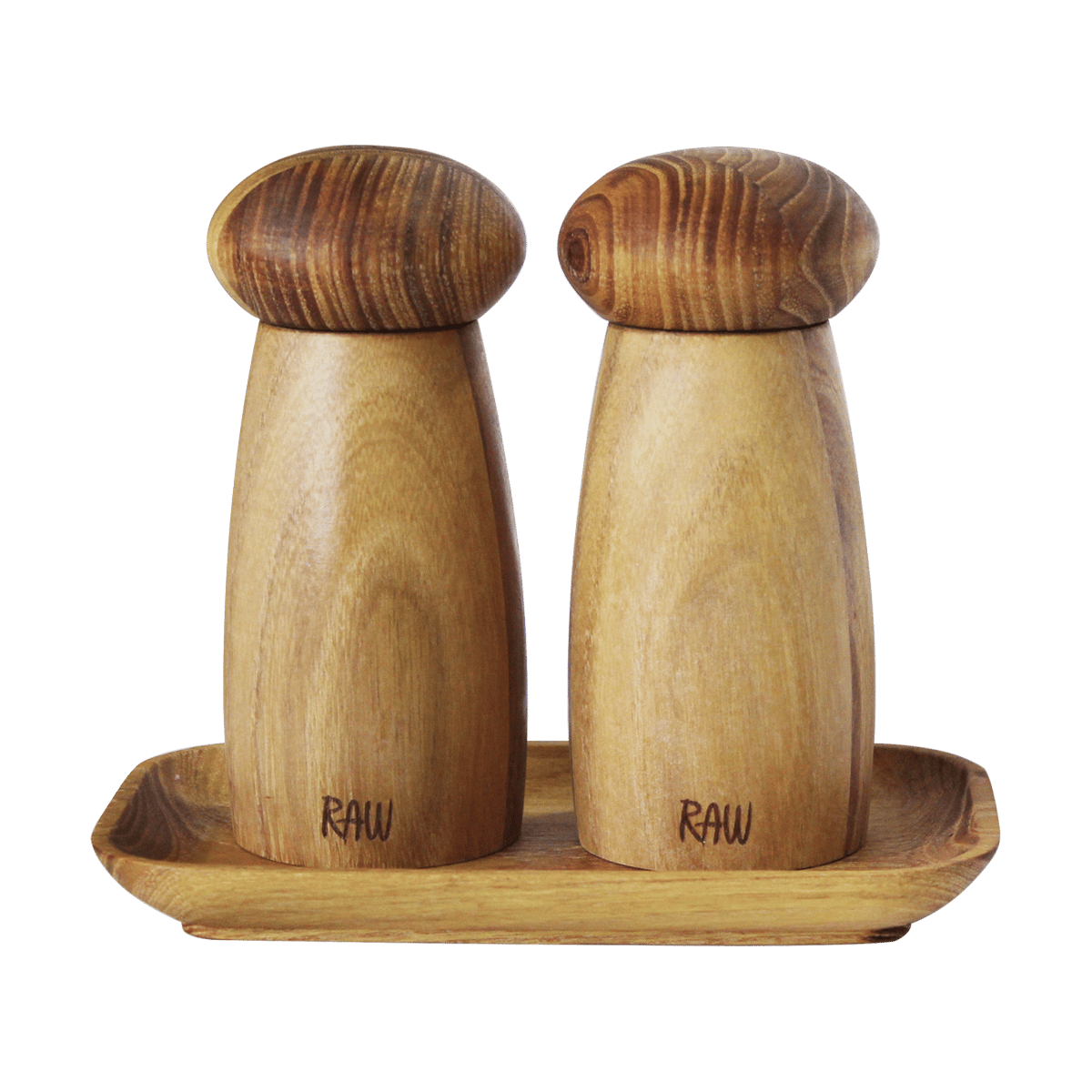 Aida Roh Salz- & Pfeffermühle inkl. Tablett Teak