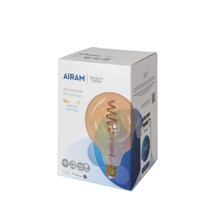 Airam Smarta Hem Filament LED-glob Glühbirne - Amber, 125mm, spiral e27, 6w - Airam