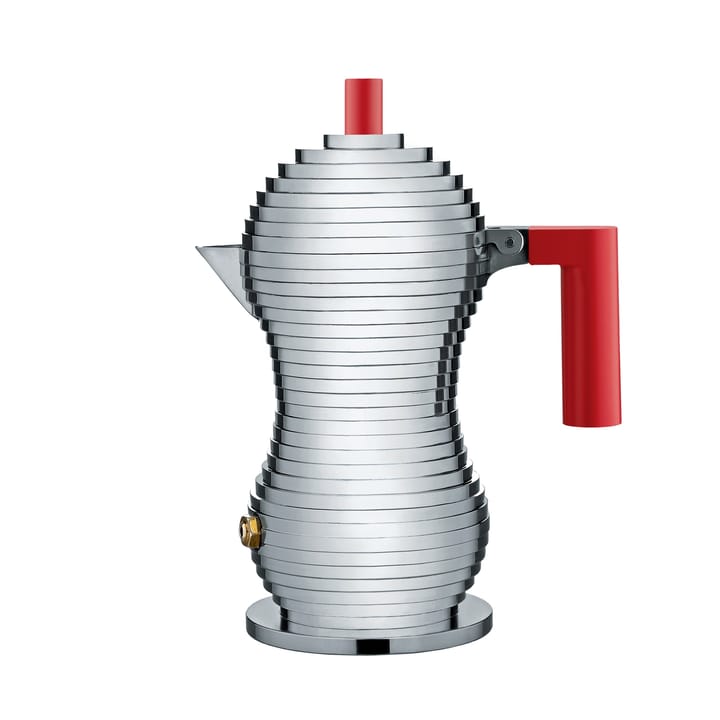 Pulcina Espressokocher 3 Kupfer - Roter Henkel - Alessi