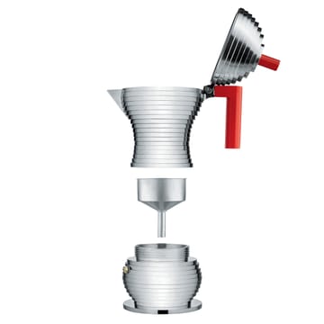 Pulcina Espressokocher 3 Kupfer - Roter Henkel - Alessi