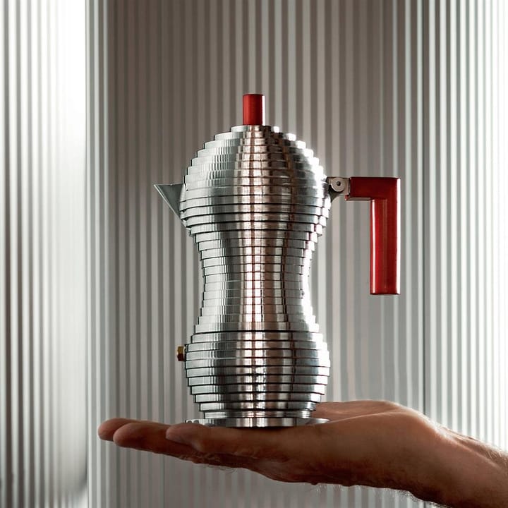 Pulcina Espressokocher 3 Kupfer, Roter Henkel Alessi