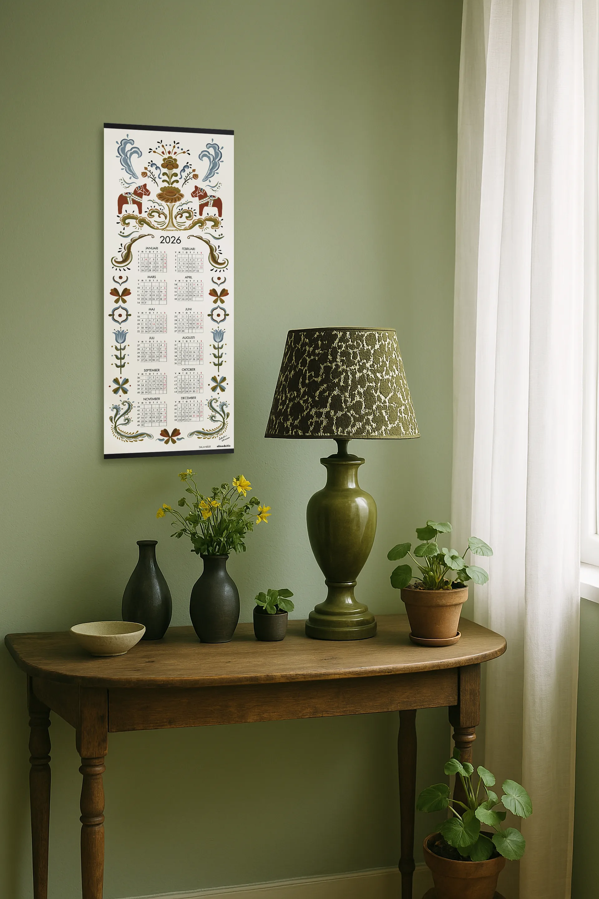 Dalahäst Kalender 2026, 35×90 cm Almedahls