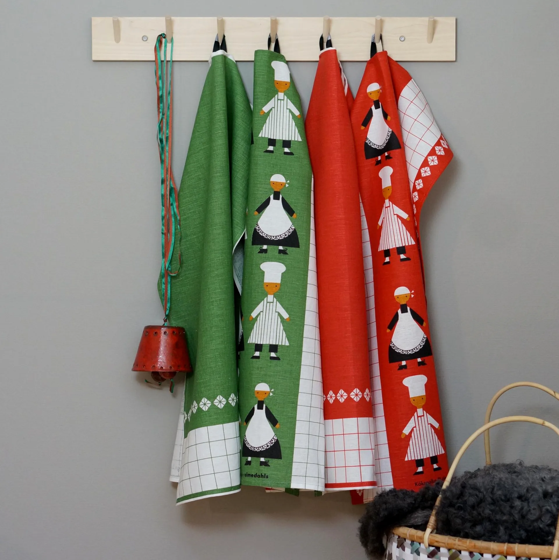 Kökspolka Geschirrtuch, Rot Almedahls