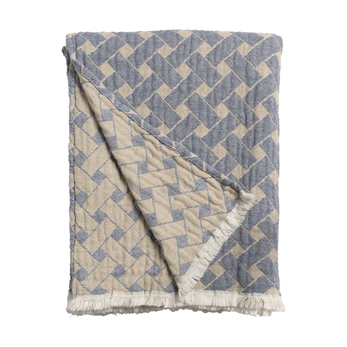 Almedahls Korg Decke  170x120 cm Blau-beige
