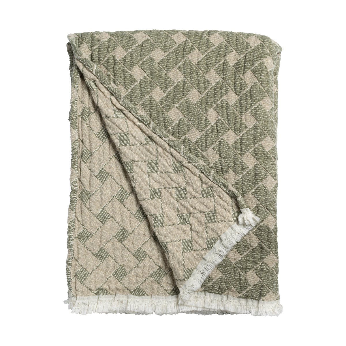 Almedahls Korg Decke  170x120 cm Grün-beige