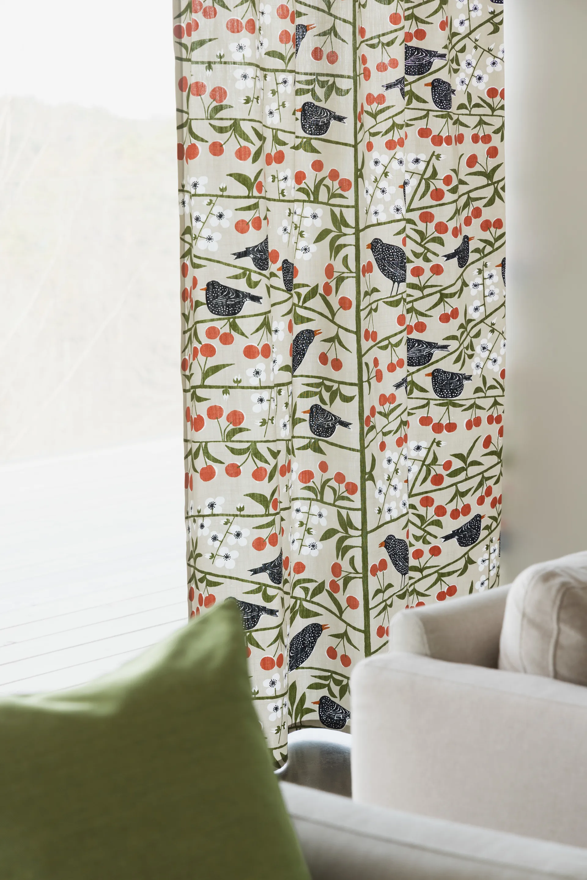 Körsbärsträdgården Stoff, Beige Almedahls