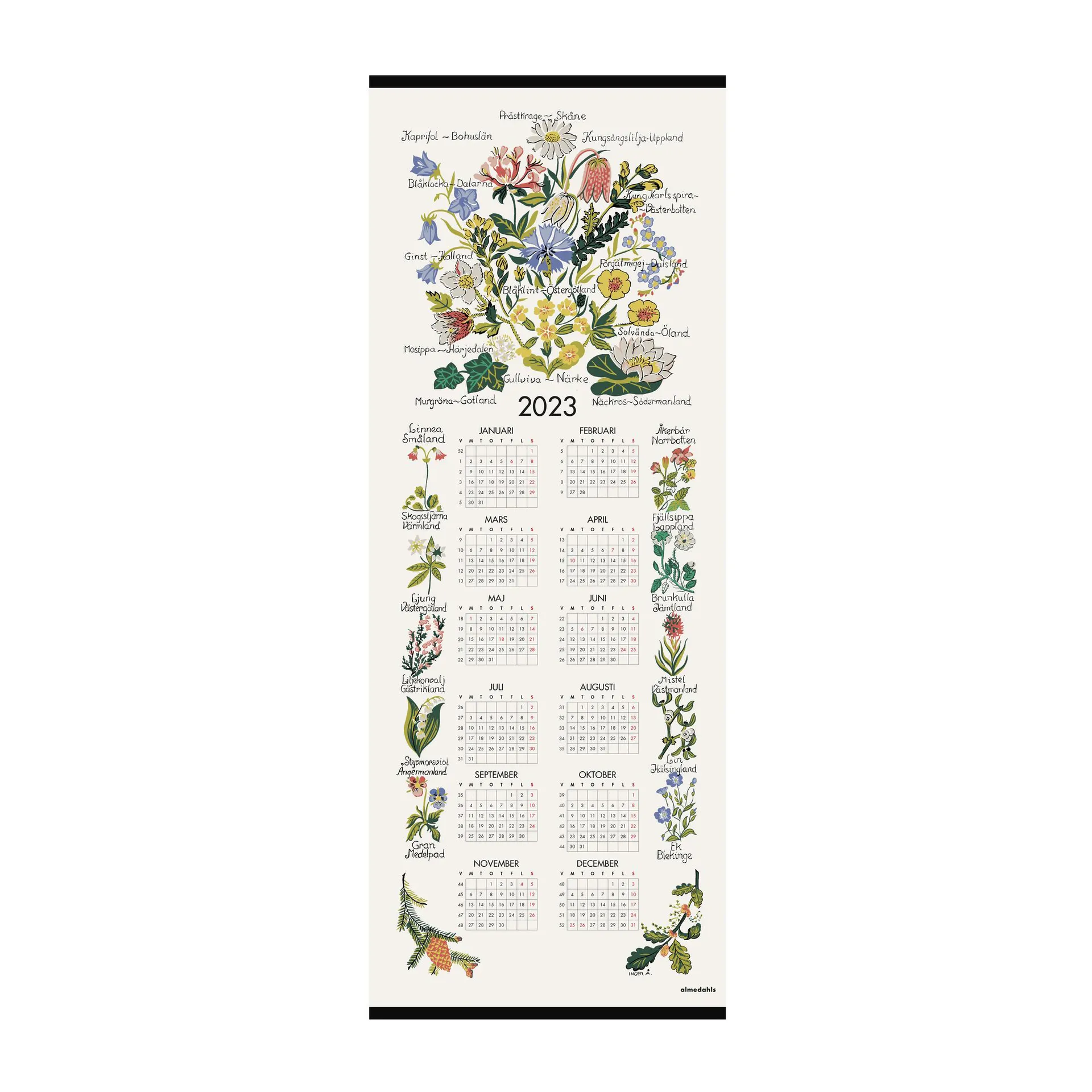 Landschaftsblumen Kalender 2023, 35 x 90 cm
​ Almedahls