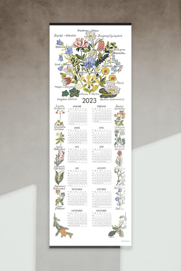 Landschaftsblumen Kalender 2023, 35 x 90 cm
​ Almedahls