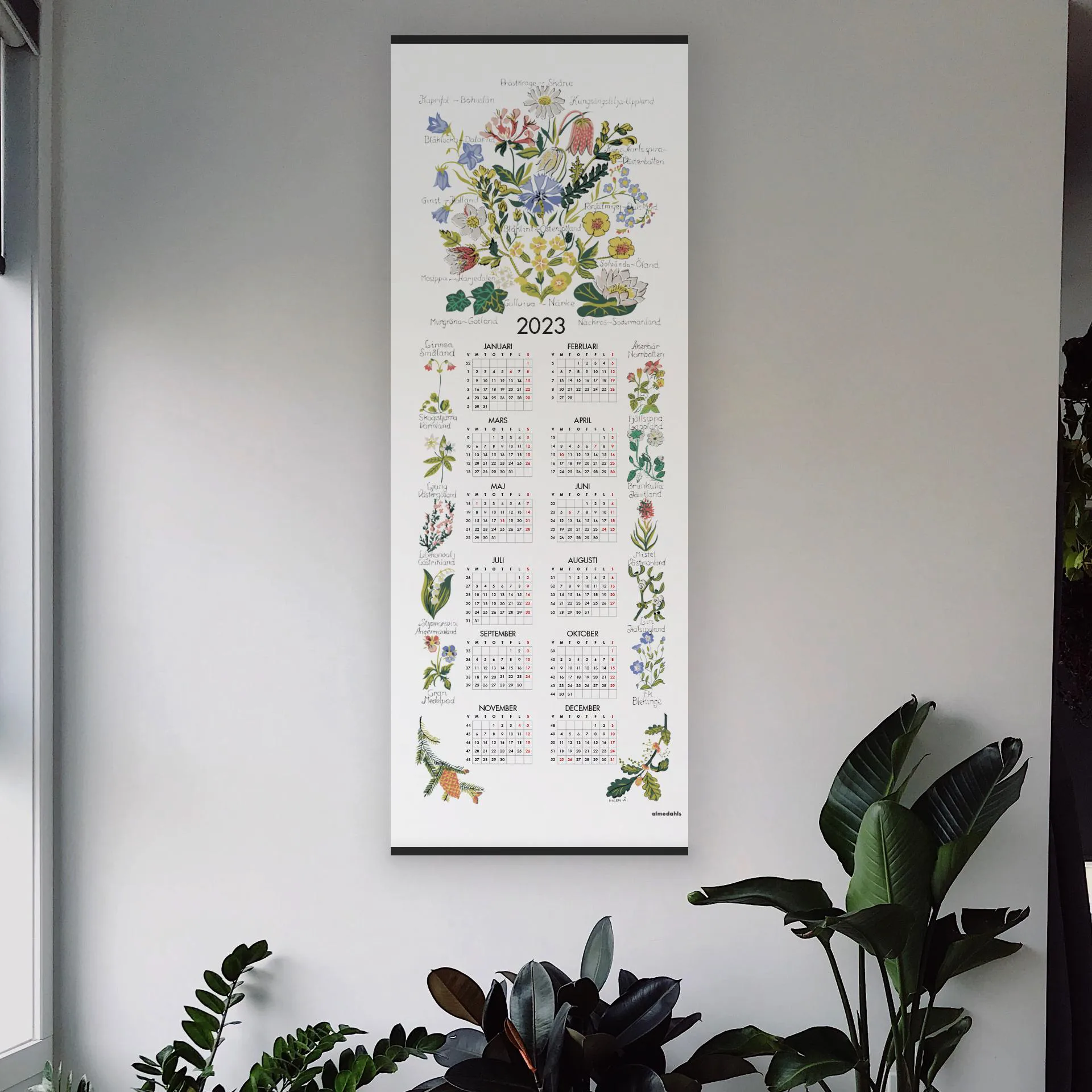 Landschaftsblumen Kalender 2023, 35 x 90 cm
​ Almedahls