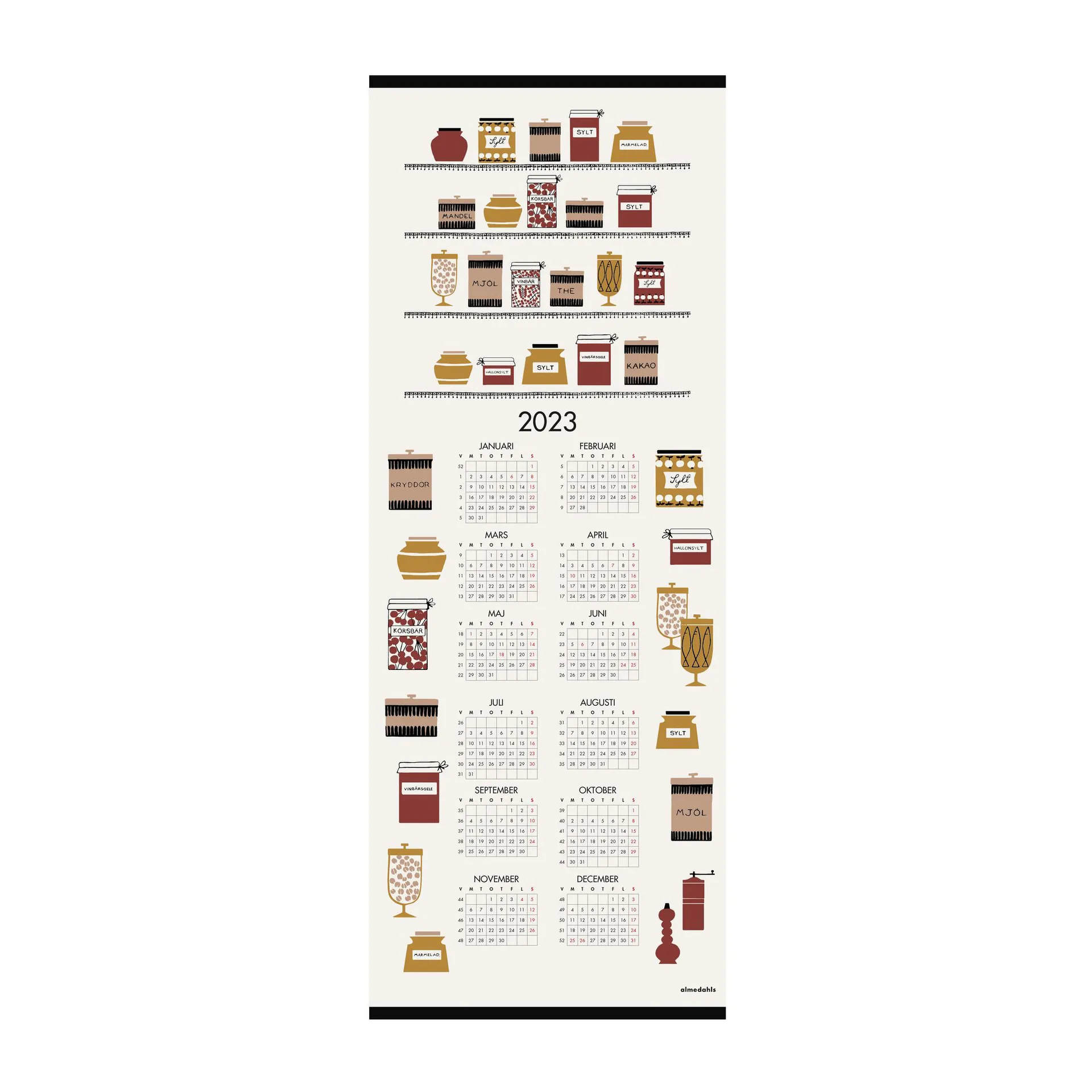 Marmeladengläser Kalender 2023 , 35 x 90 cm
​ Almedahls