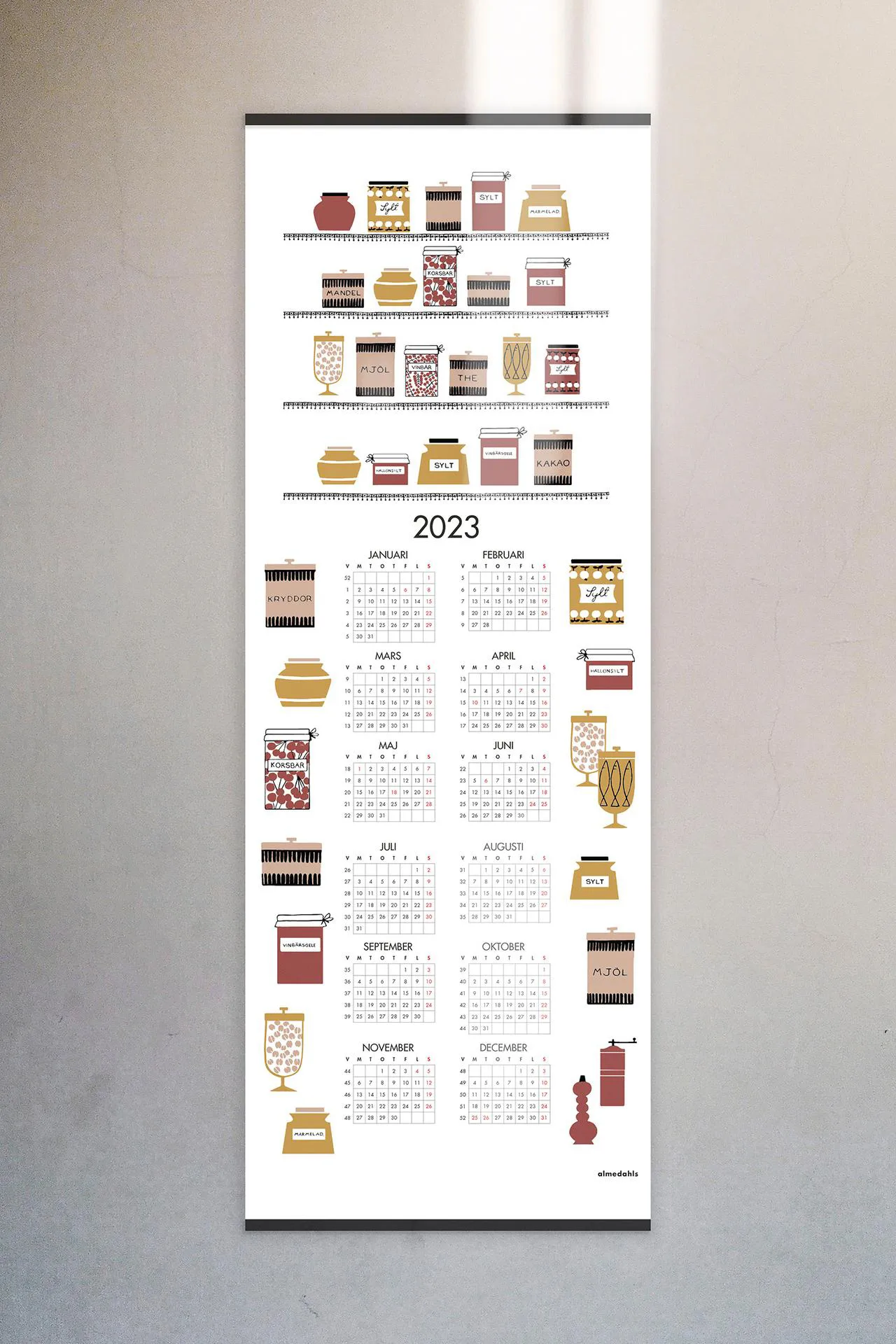 Marmeladengläser Kalender 2023 , 35 x 90 cm
​ Almedahls