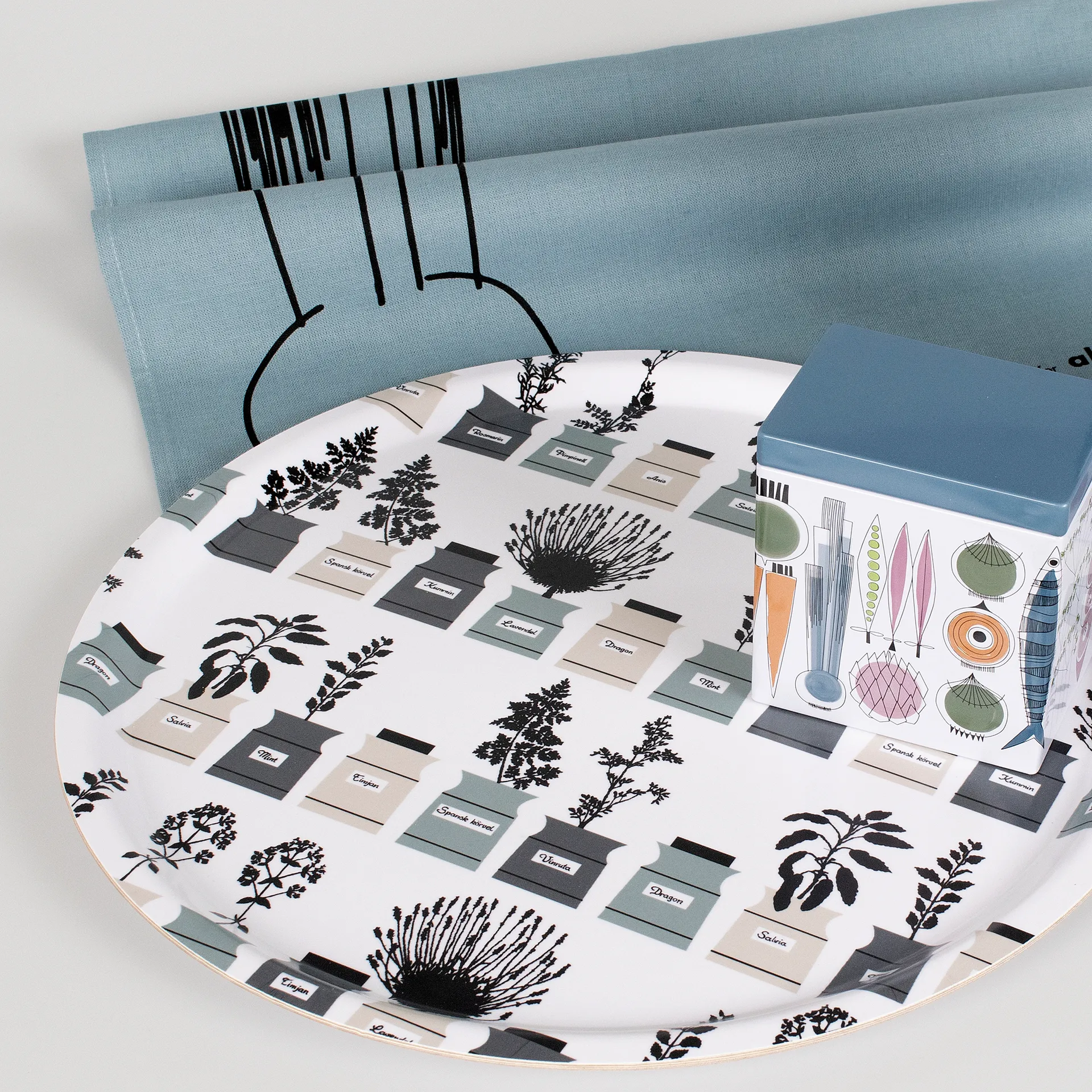 Persons kryddskåp Tablett Ø38cm, Grün-grau Almedahls