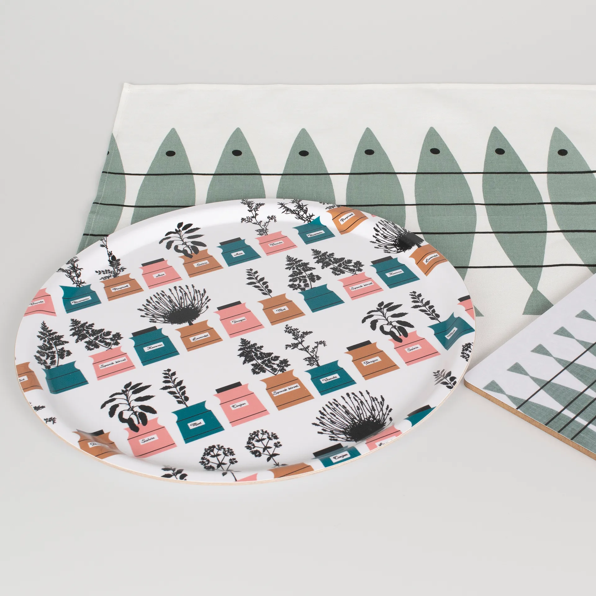 Persons kryddskåp Tablett Ø38cm, Rosa-grau Almedahls