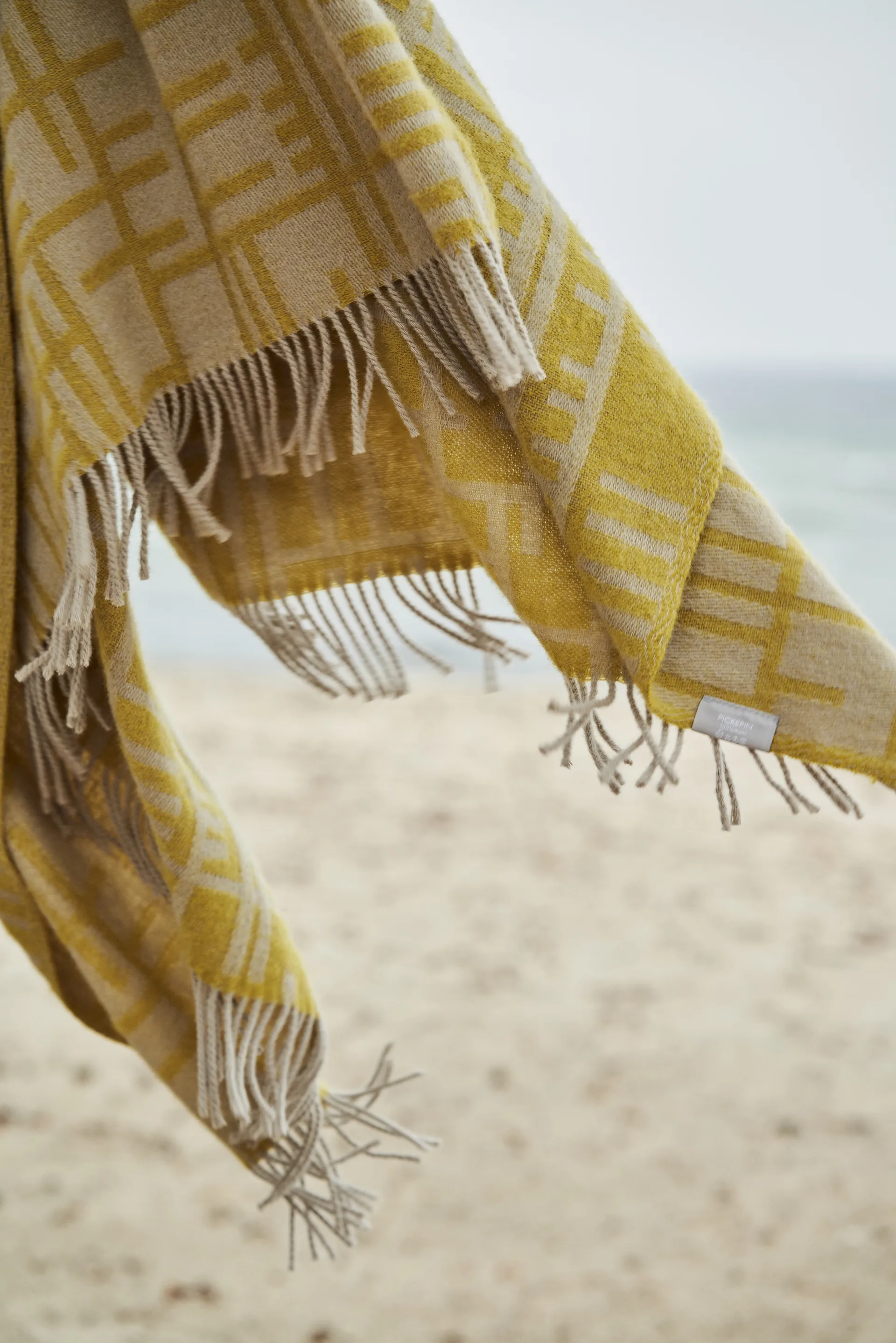 Pickepin Wolldecke 130 x 170cm, Oliv (gelb) Almedahls