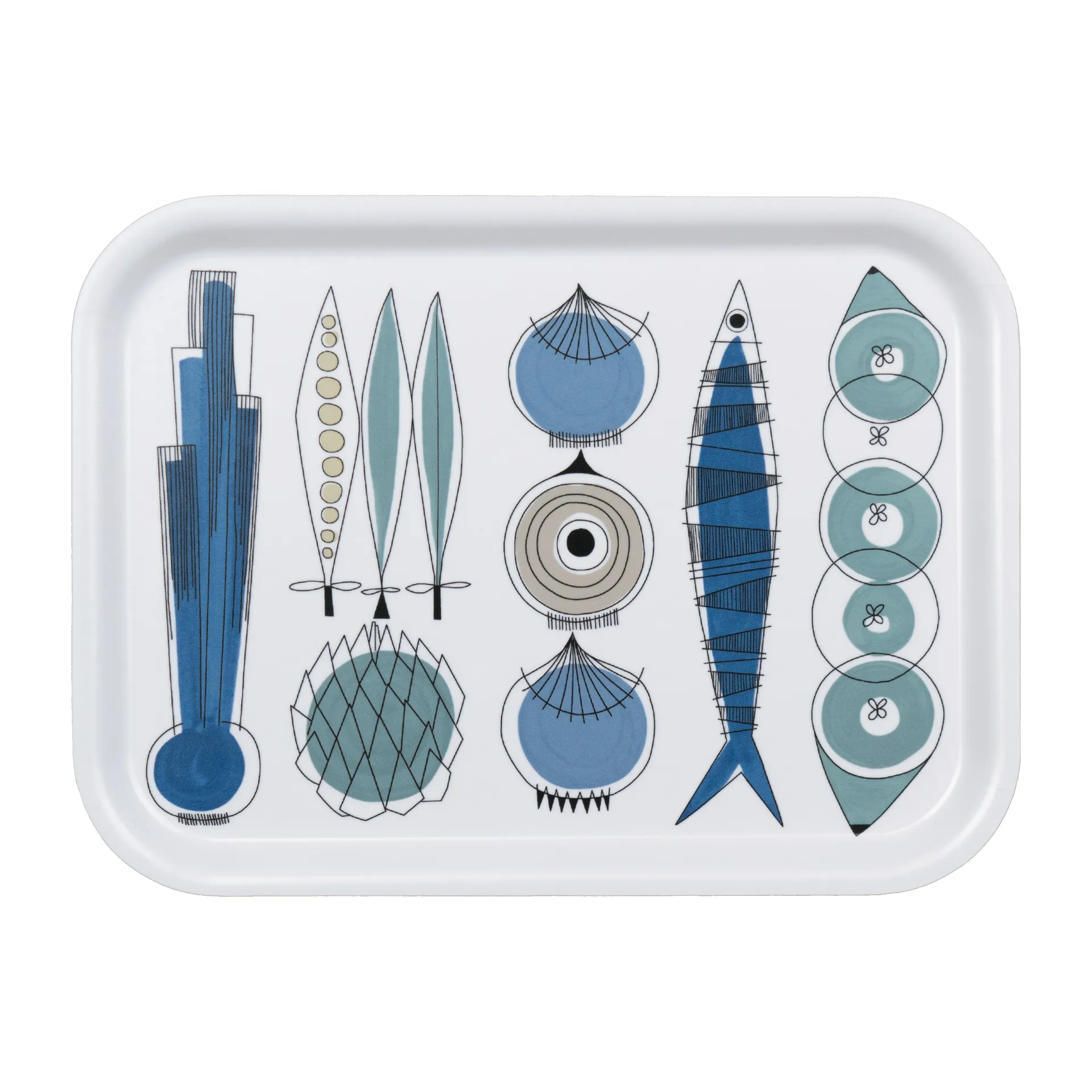 Picknick Tablett 20 x 27cm, blau-beige Almedahls