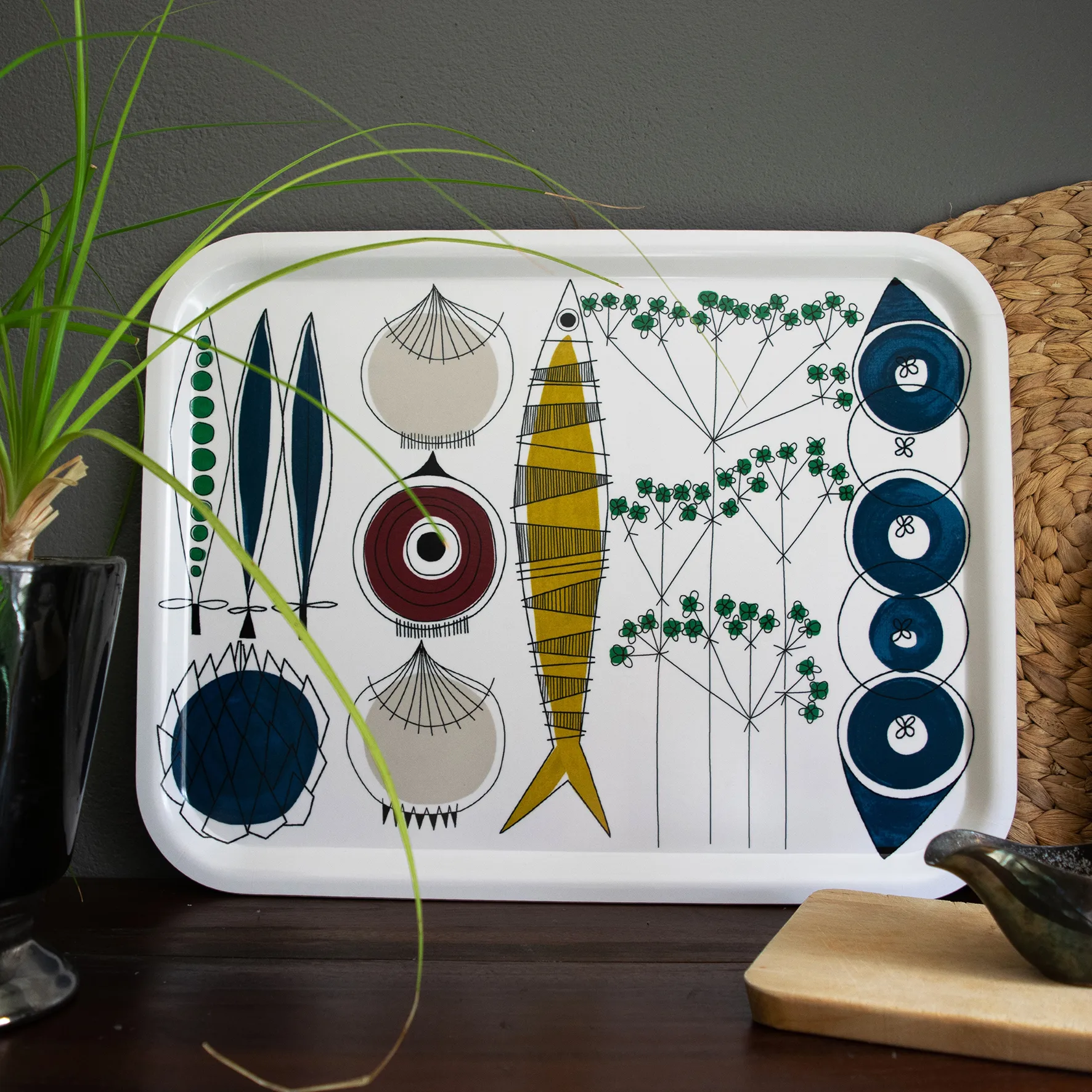 Picknick Tablett 33 x 43cm, Blau-multi Almedahls