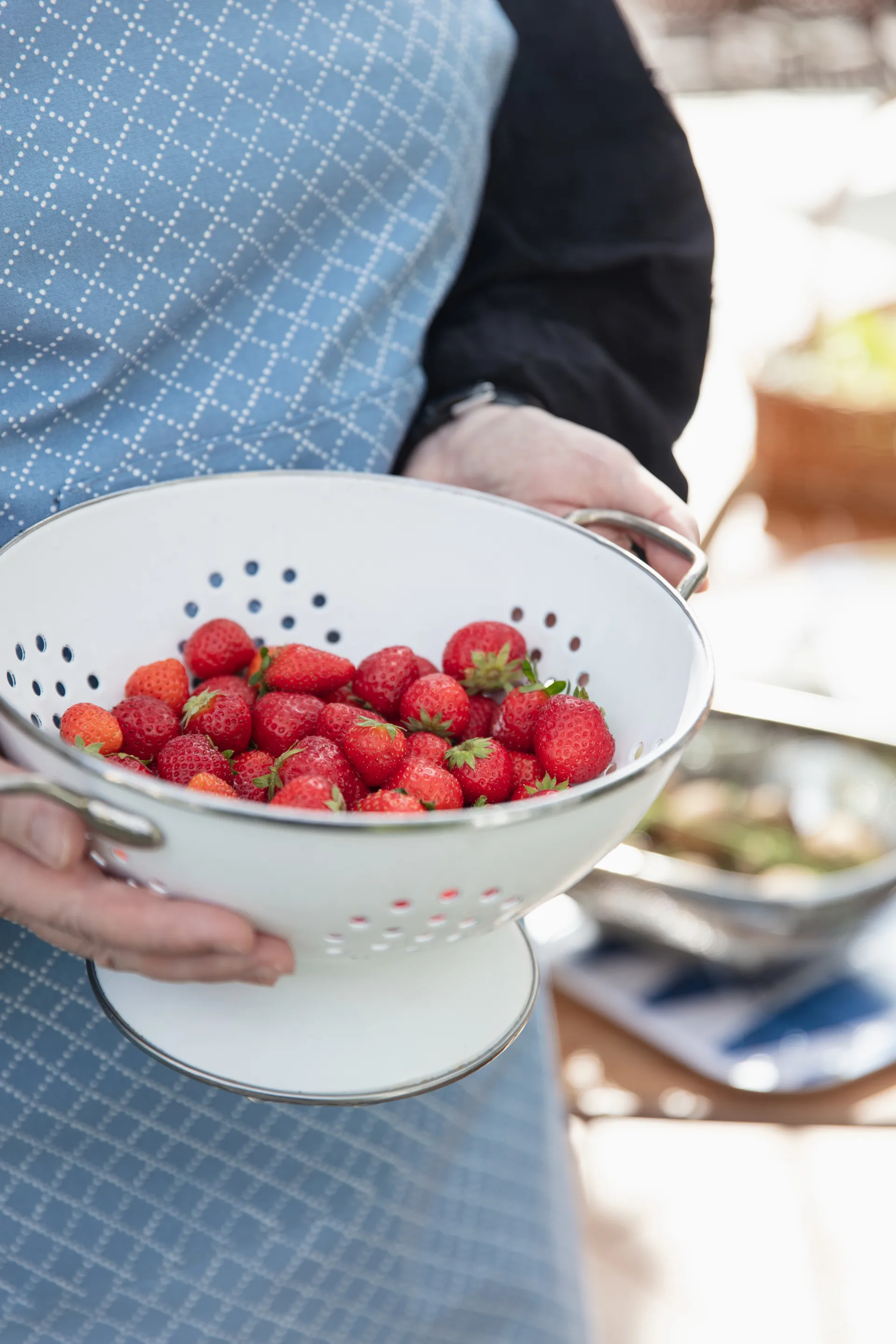 Prickruta Schürze, Blau Almedahls