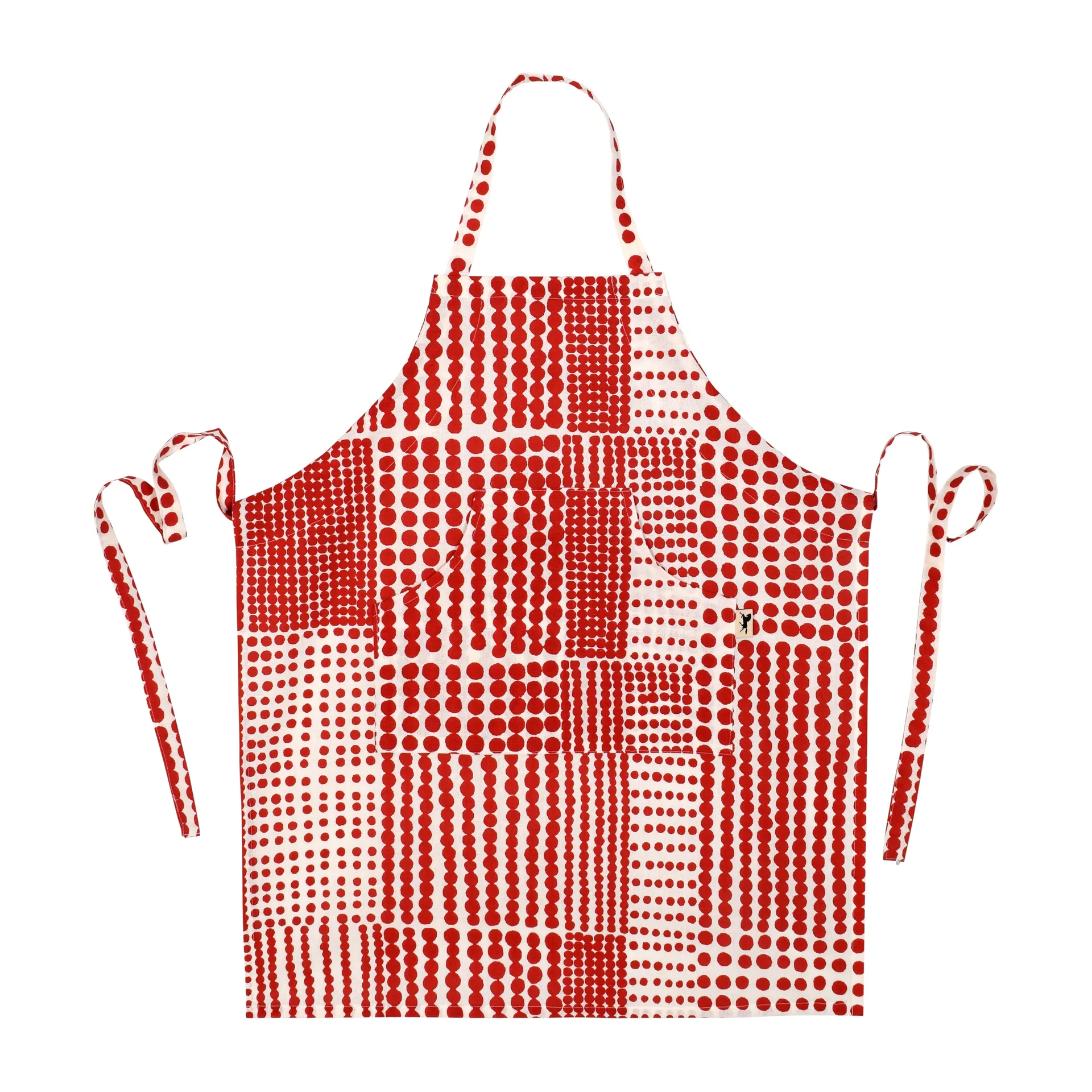 Punktstoff Schürze , Weiß-Rot Almedahls