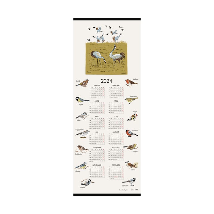 Schwedische Vögel Kalender 2024 - 35 x 90cm - Almedahls