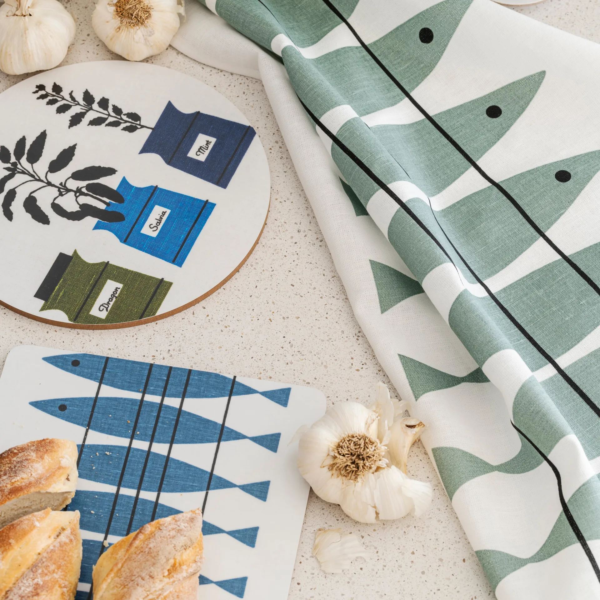 Sill Geschirrtuch, Grün-grau Almedahls