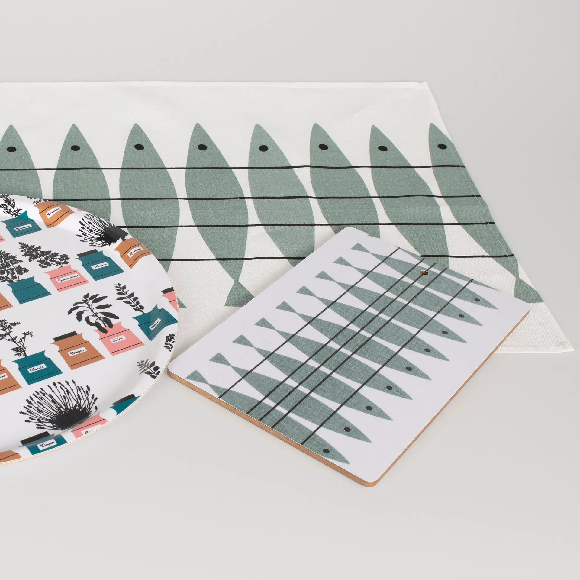 Sill Geschirrtuch, Grün-grau Almedahls