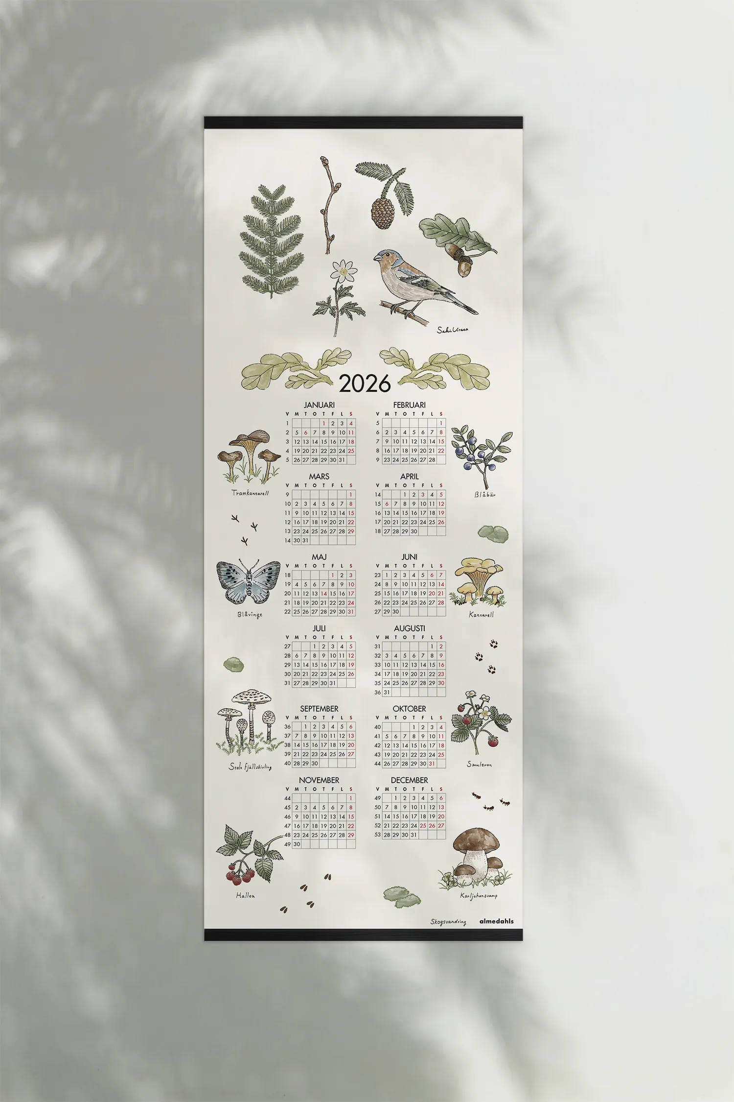 Waldspaziergang Kalender 2026, 35×90 cm Almedahls