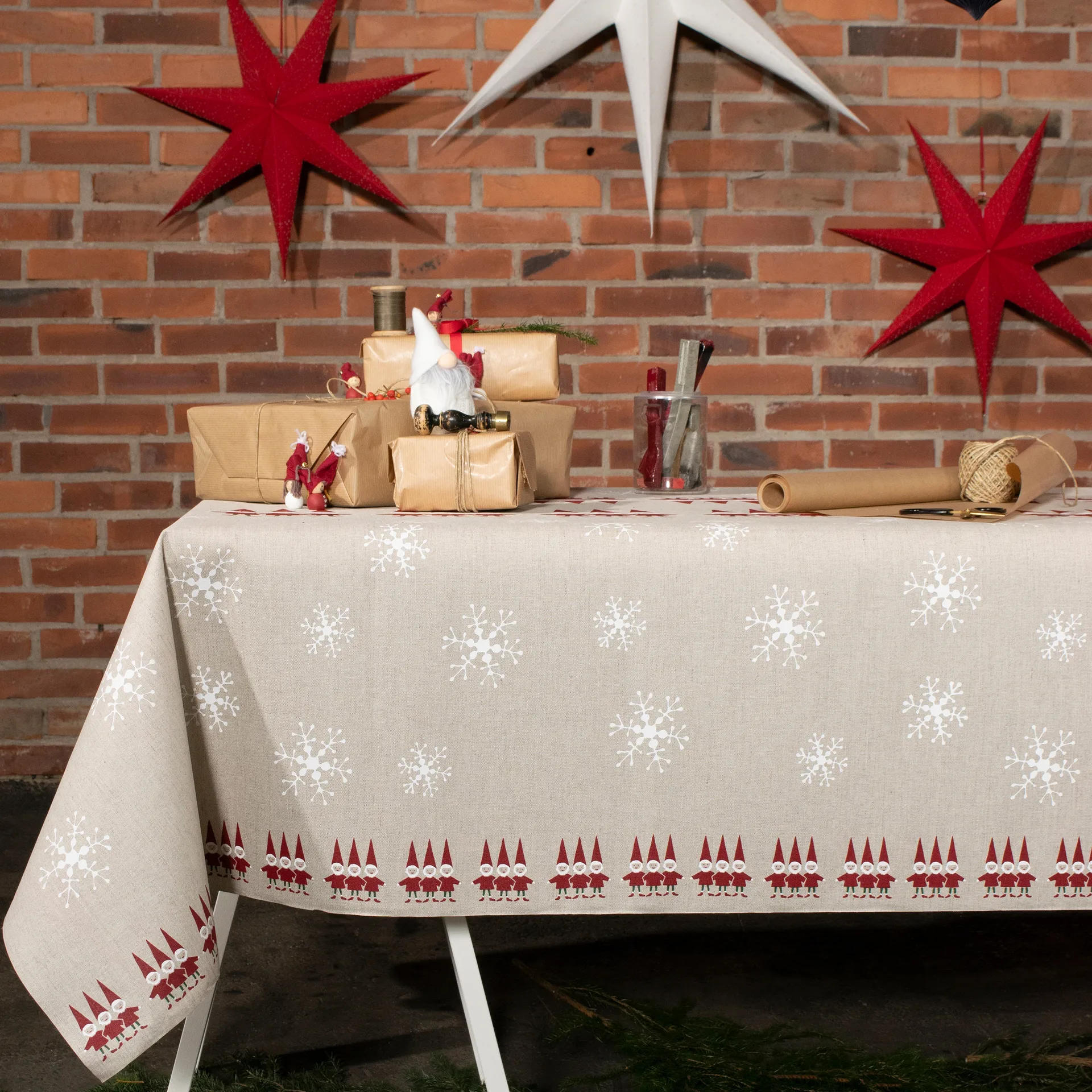 Weihnachtself Stoff große Weihnachtselfen, Beige Almedahls