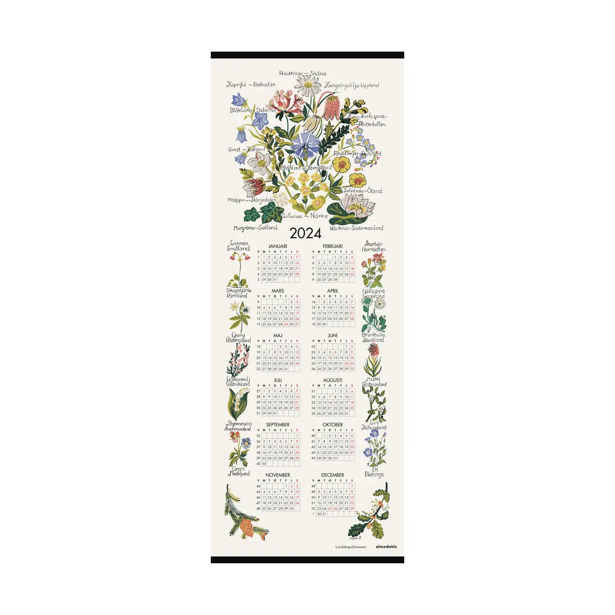Almedahls Wiesenblumen Kalender 2024 35 x 90cm