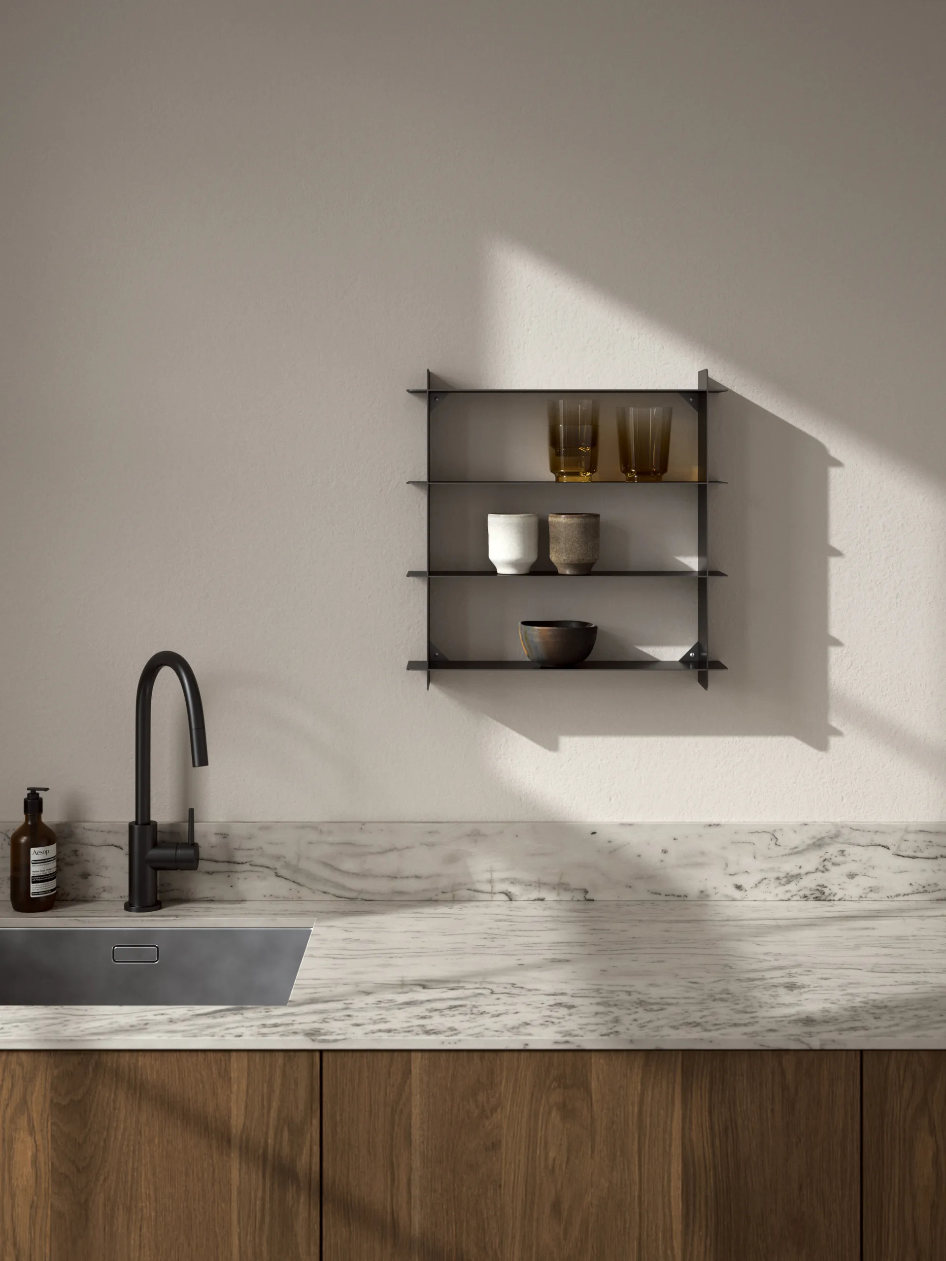 Division Wandregal, Black steel, 45x45x10 cm Andersen Furniture