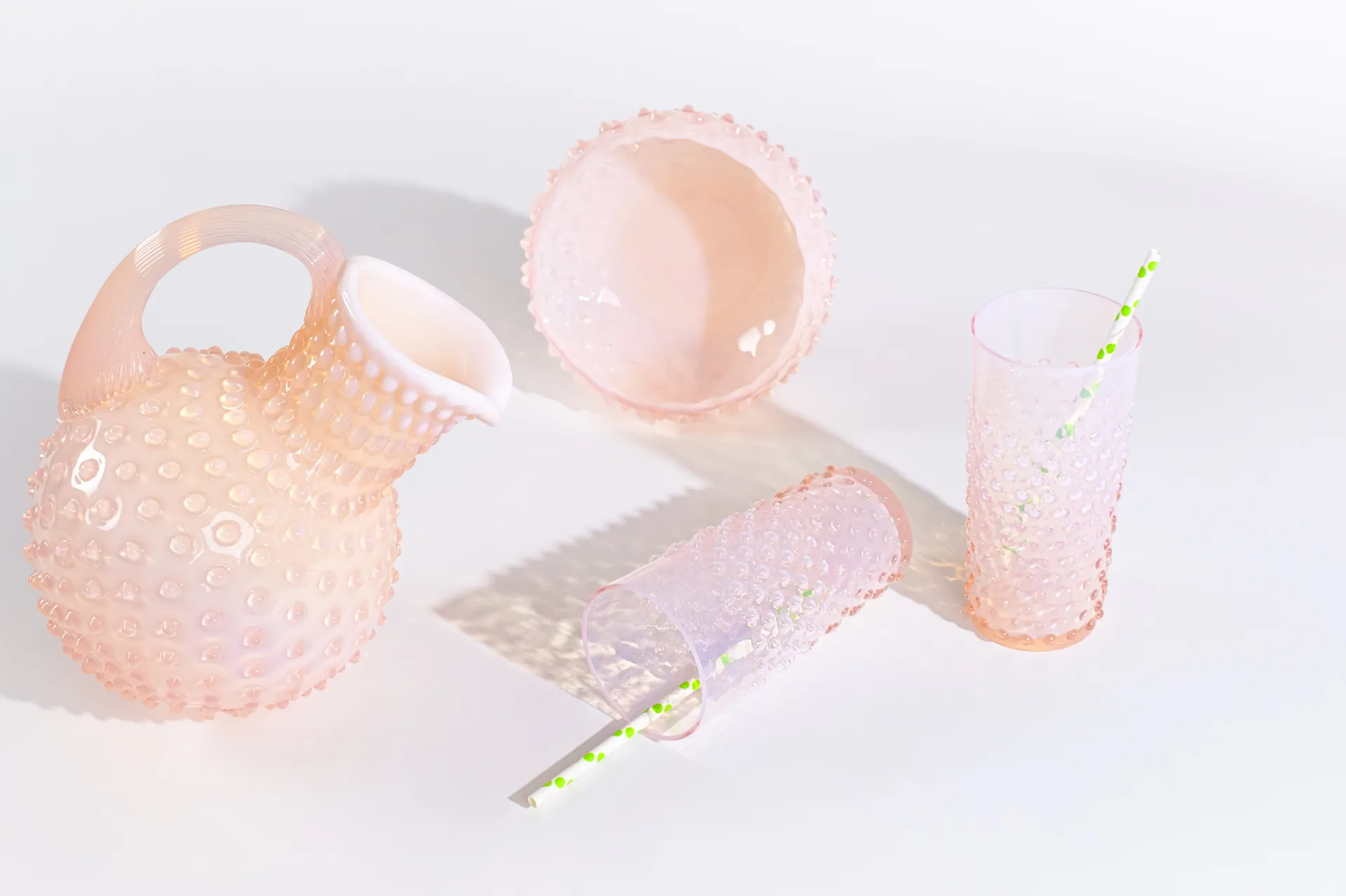 Hobnail Longdrinkglas 20 cl, Soft Rosa Anna Von Lipa