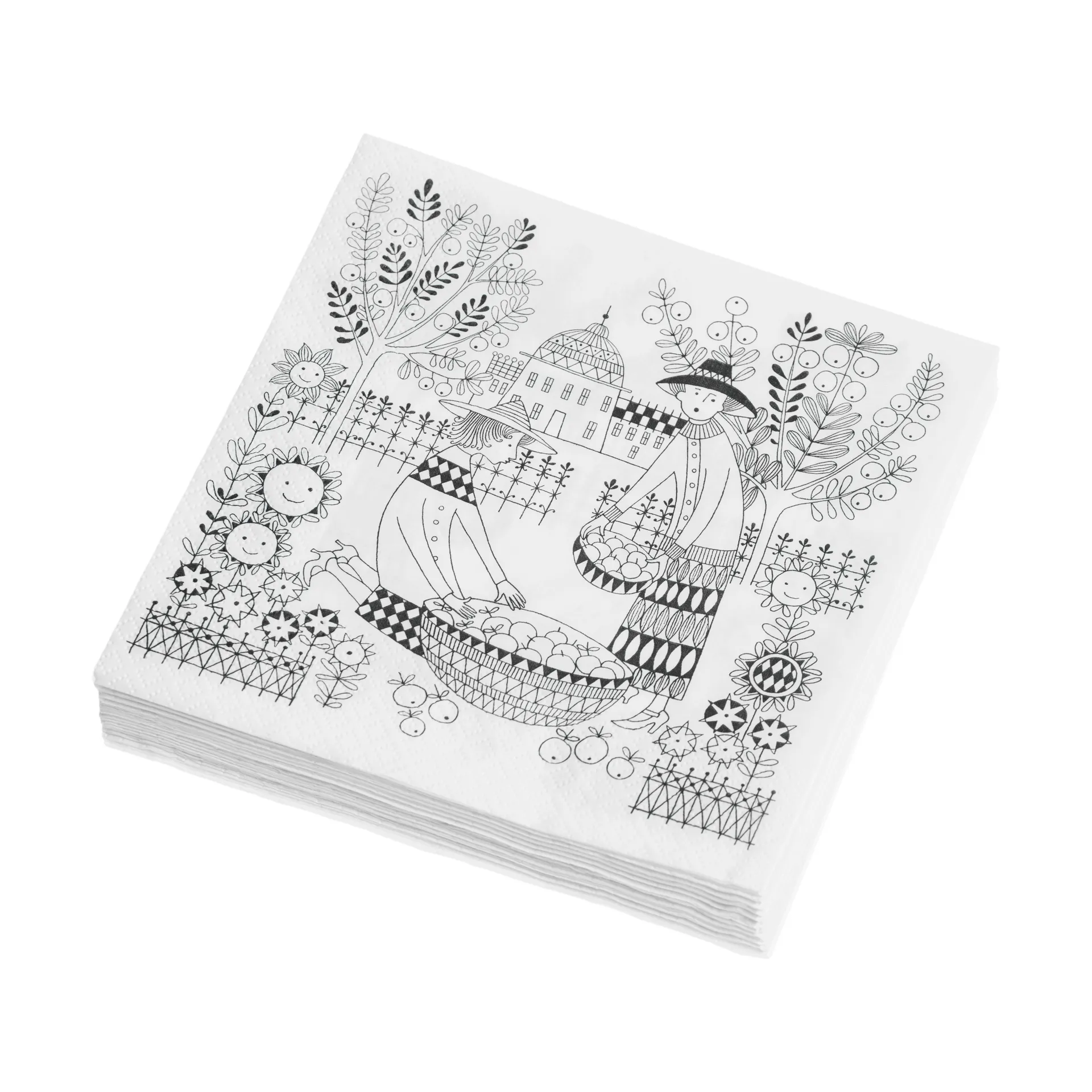 Emilia Papierservietten 33x33 cm 20er-Packung, Schwarz-weiß Arabia