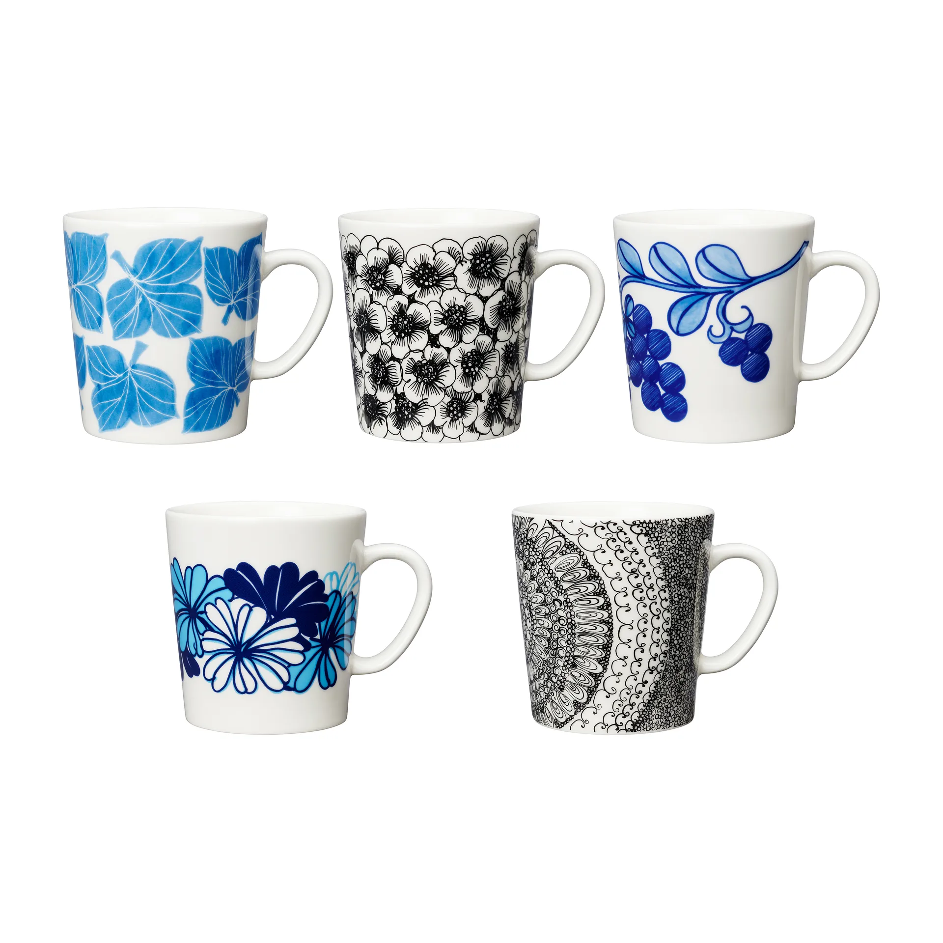 Esteri Tomula Arabia Mixset Tasse 30cl 5 Teile, Blau-schwarz Arabia