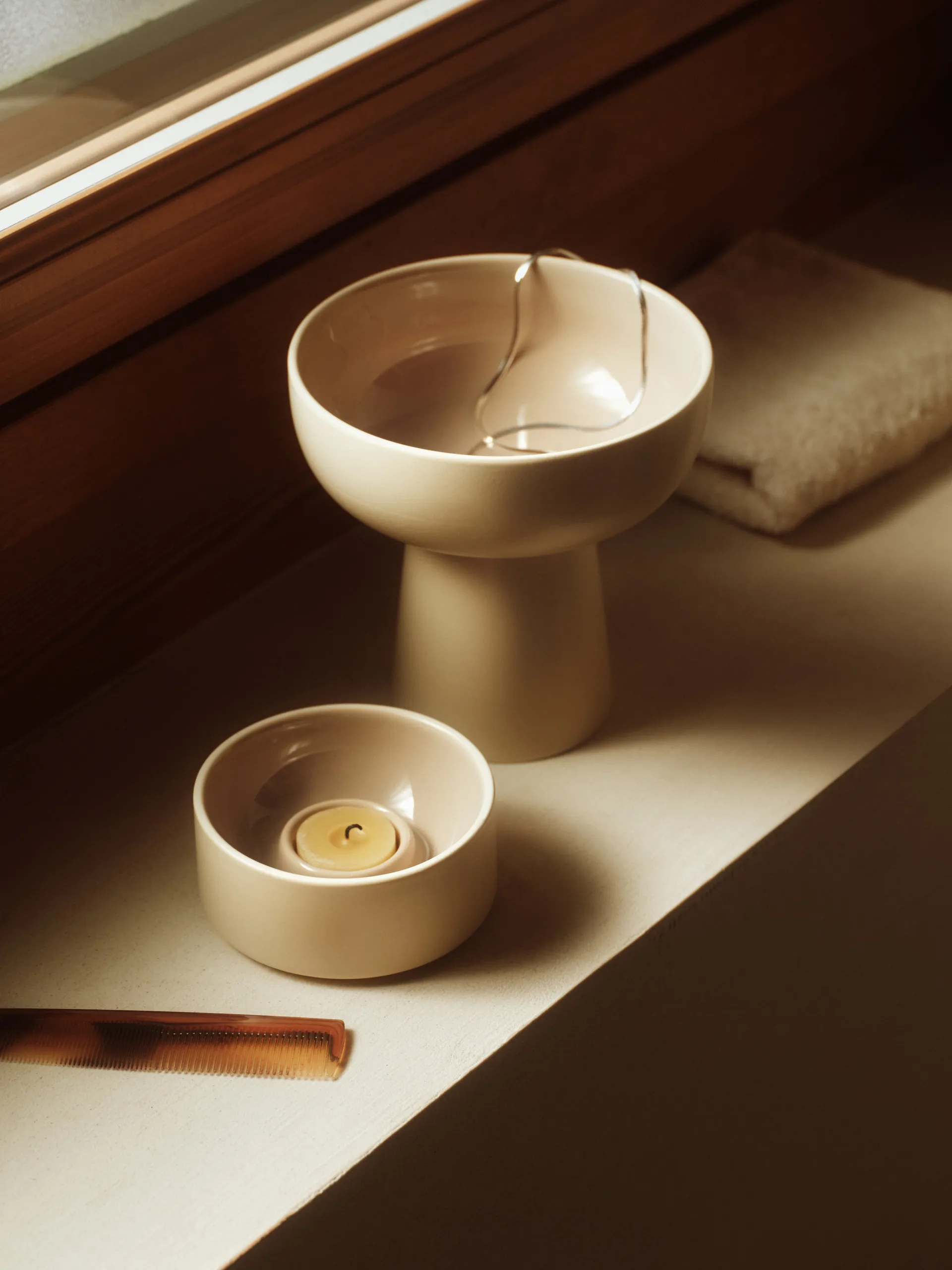 Kirnu Windlicht Ø11x5 cm, Beige Arabia