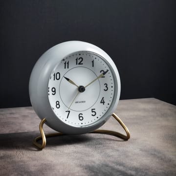 AJ Station Tischsuhr 12cm - grau-weiß - Arne Jacobsen Clocks