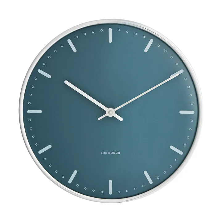 Arne Jacobsen City Hall Wanduhr - Blau, Ø29 cm - Arne Jacobsen Clocks