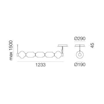 Alambicco horizontale Pendelleuchte - 5 Glaskuppeln - Artemide