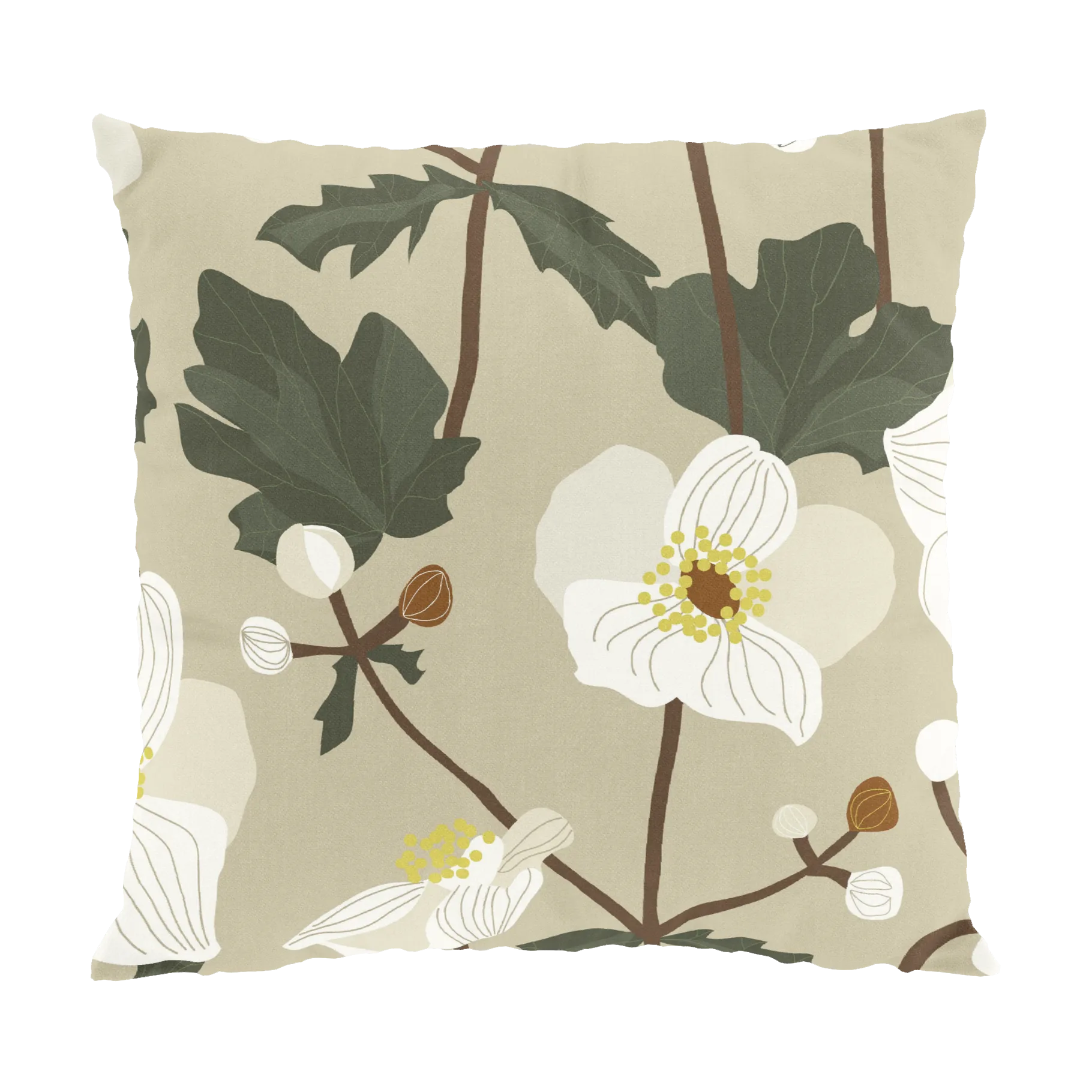 Anemon Kissenbezug 47x47 cm, Beige Arvidssons Textil