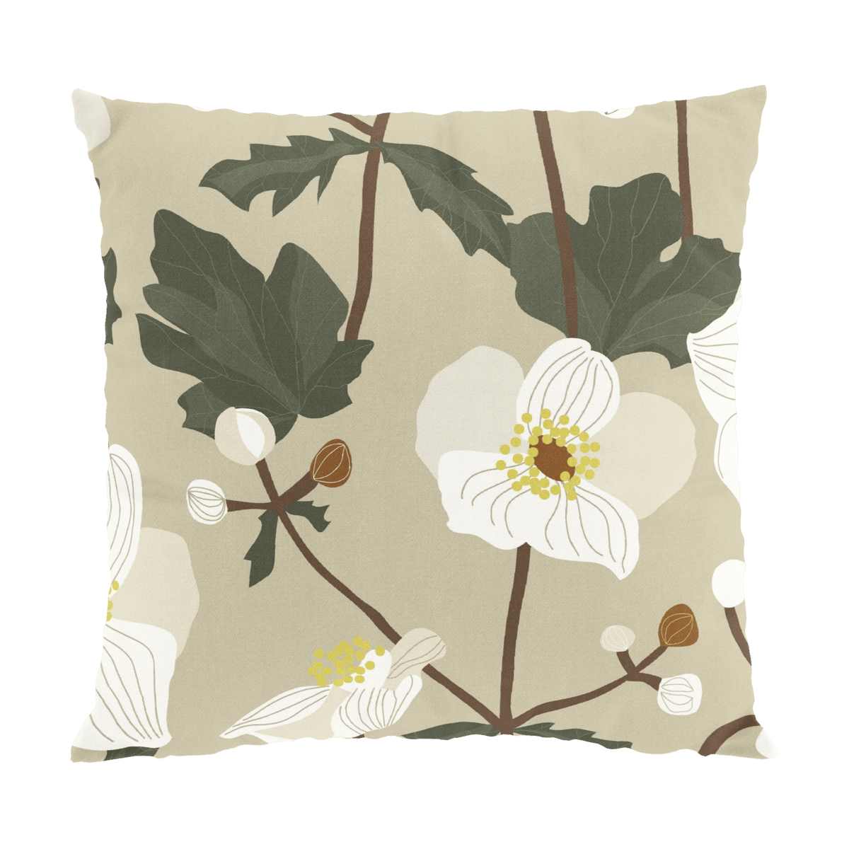 Arvidssons Textil Anemon Kissenbezug 47x47 cm Beige