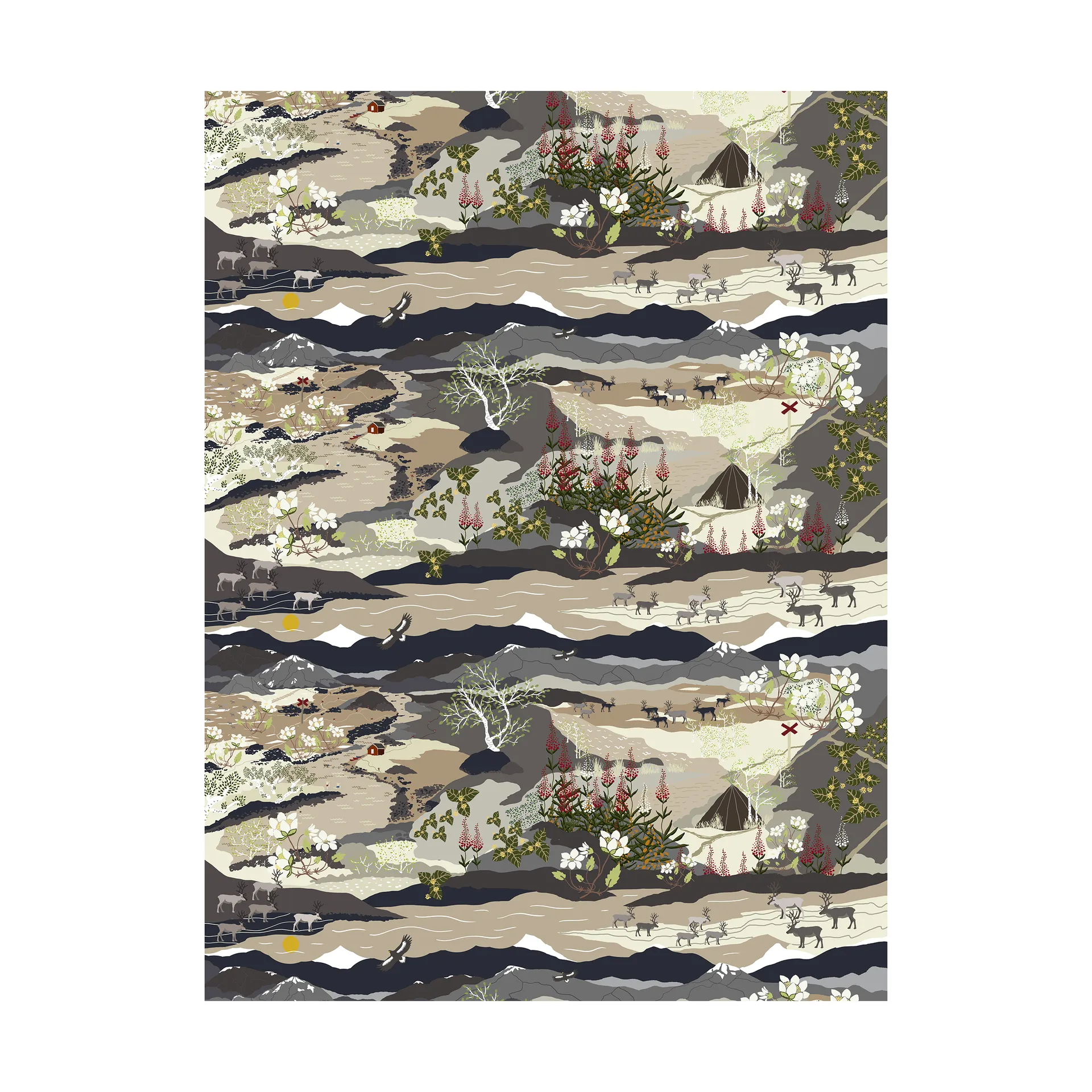 Bergwanderung Stoff, Beige Arvidssons Textil