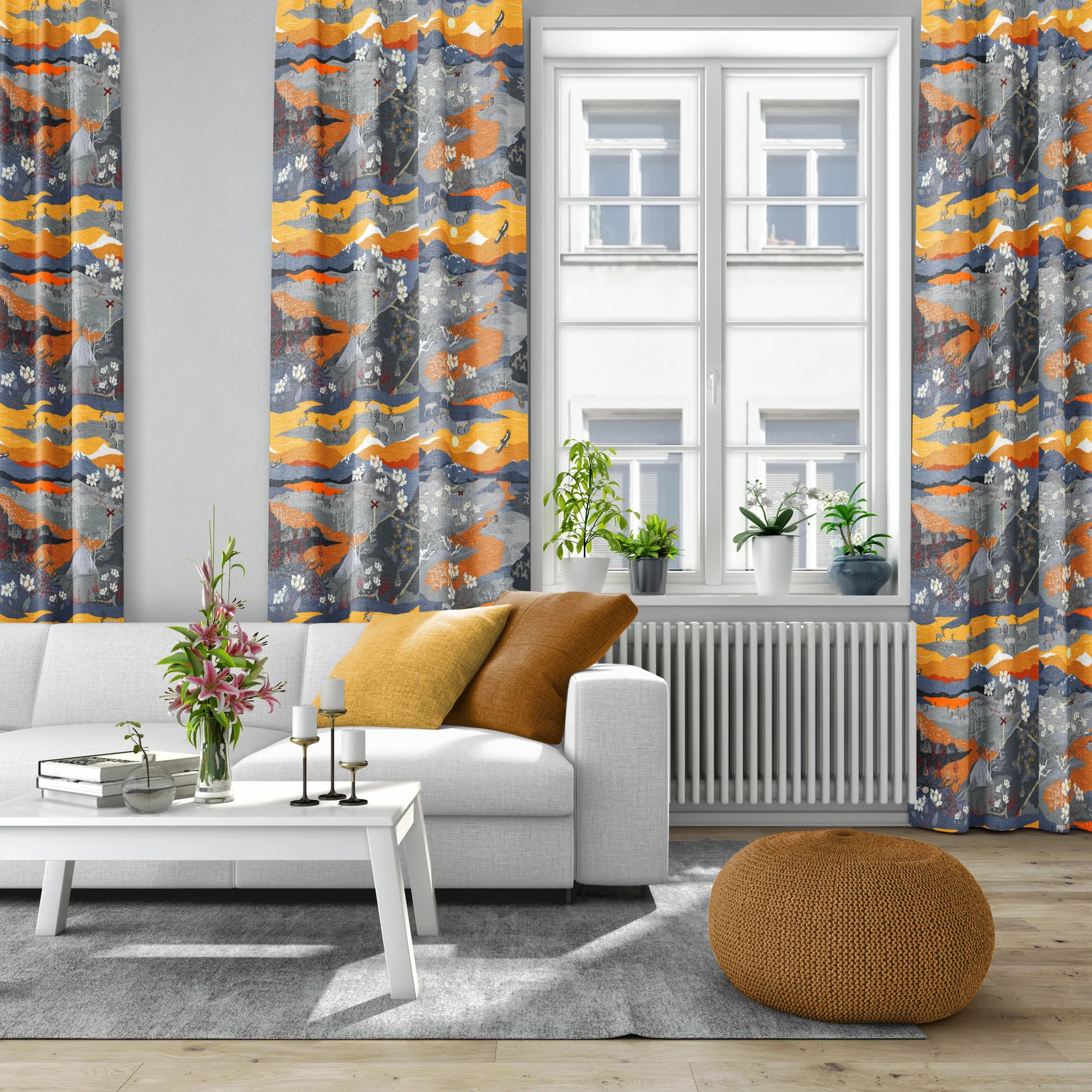 Bergwanderung Stoff, Orange Arvidssons Textil