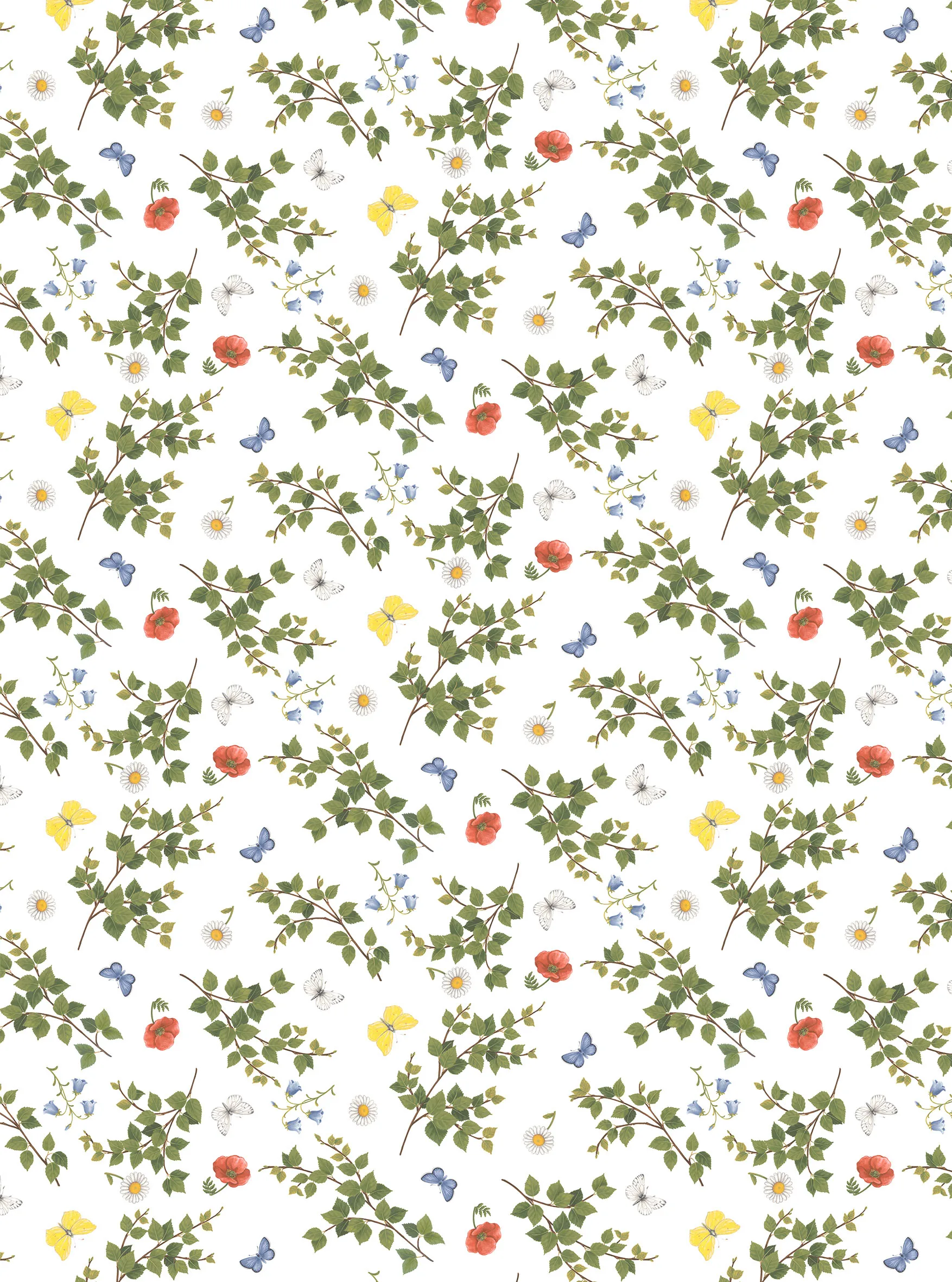 Björkäng Stoff, Grün-multi Arvidssons Textil