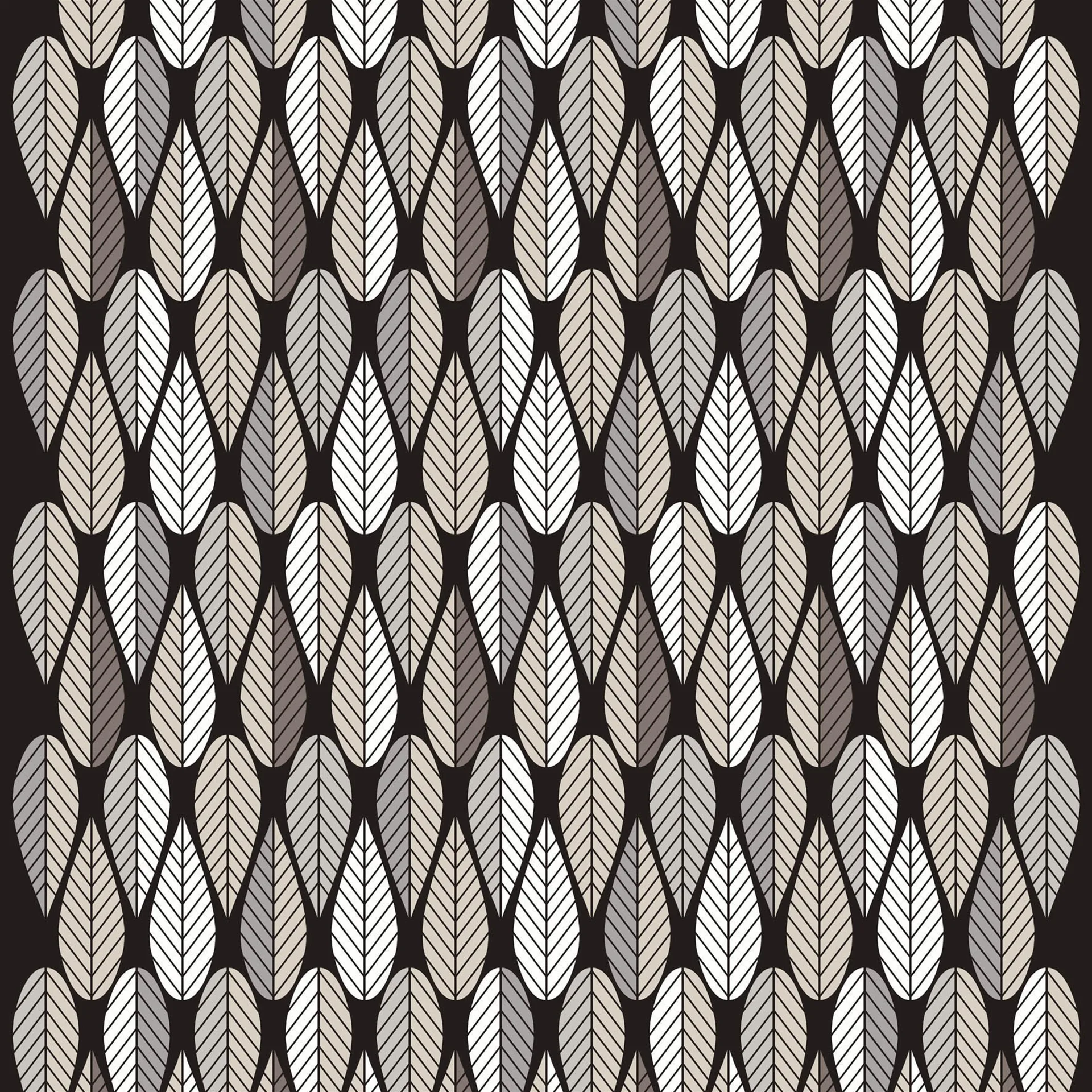 Blader Stoff, Gray-schwarz-weiß Arvidssons Textil